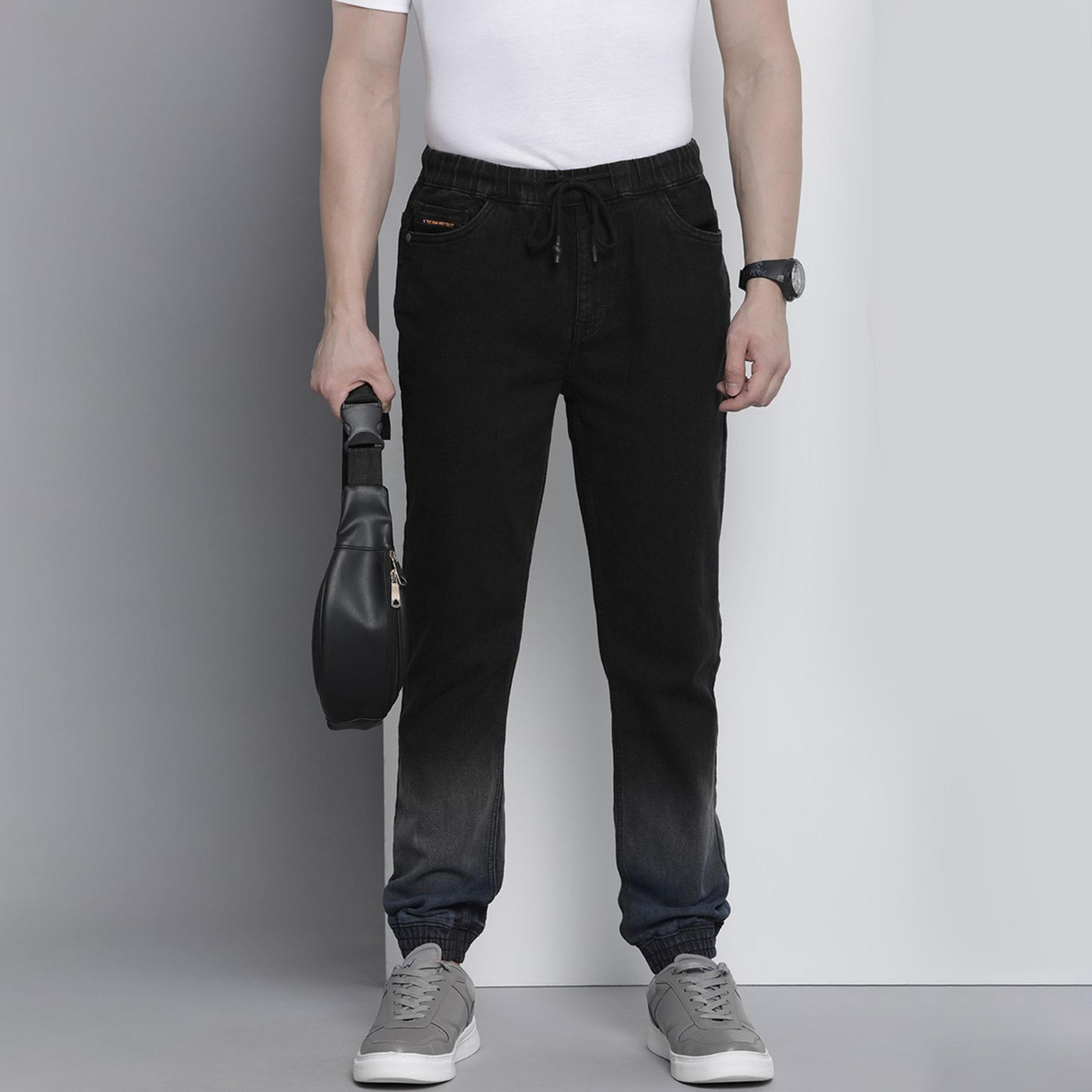 جوغر دنيم سادة بقصة ضيقة للرجال-men-clothing-bottoms-joggers-image-1