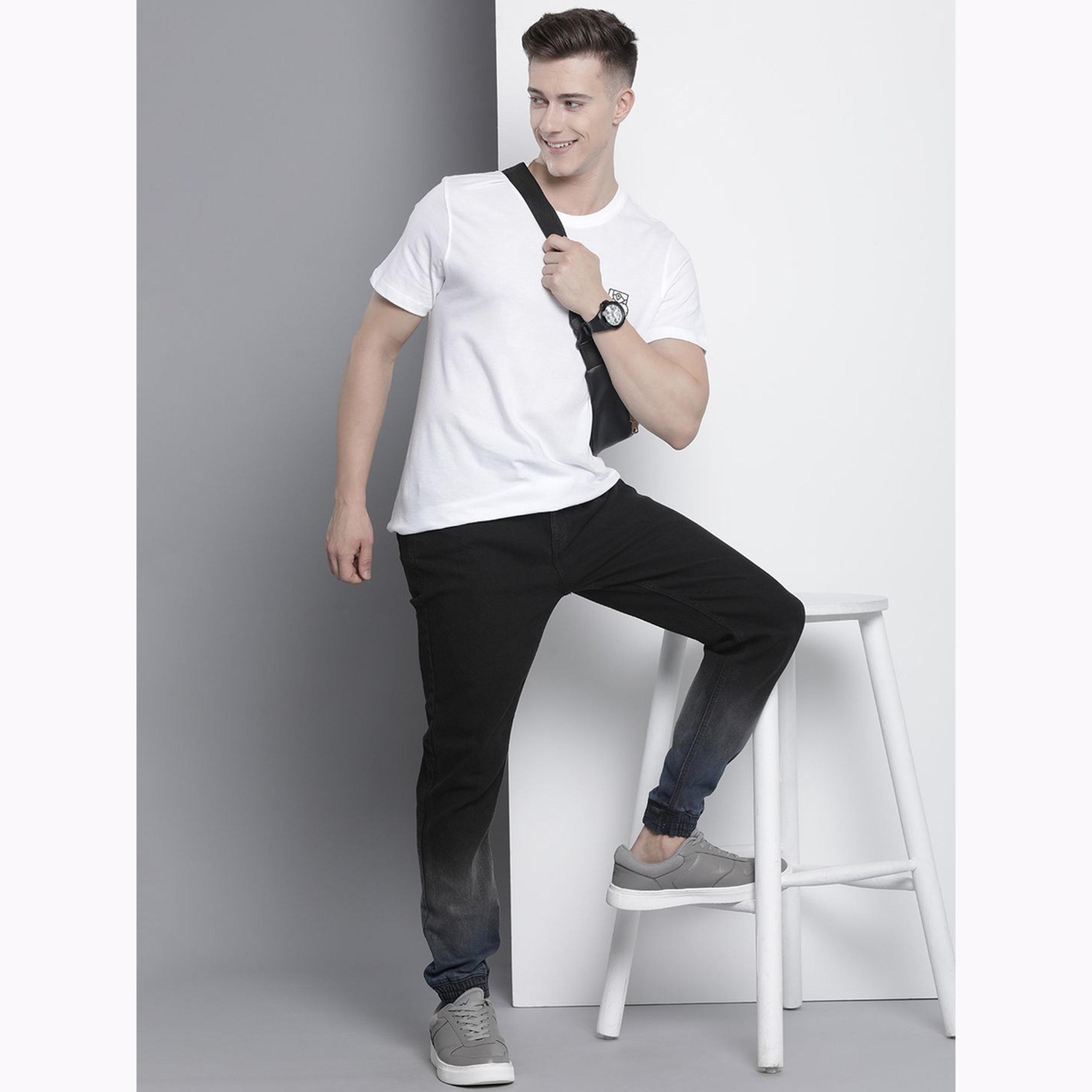 The Indian Garage Co X Styli Men Black Slim Fit Solid Denim Joggers-men-clothing-bottoms-joggers-image-2