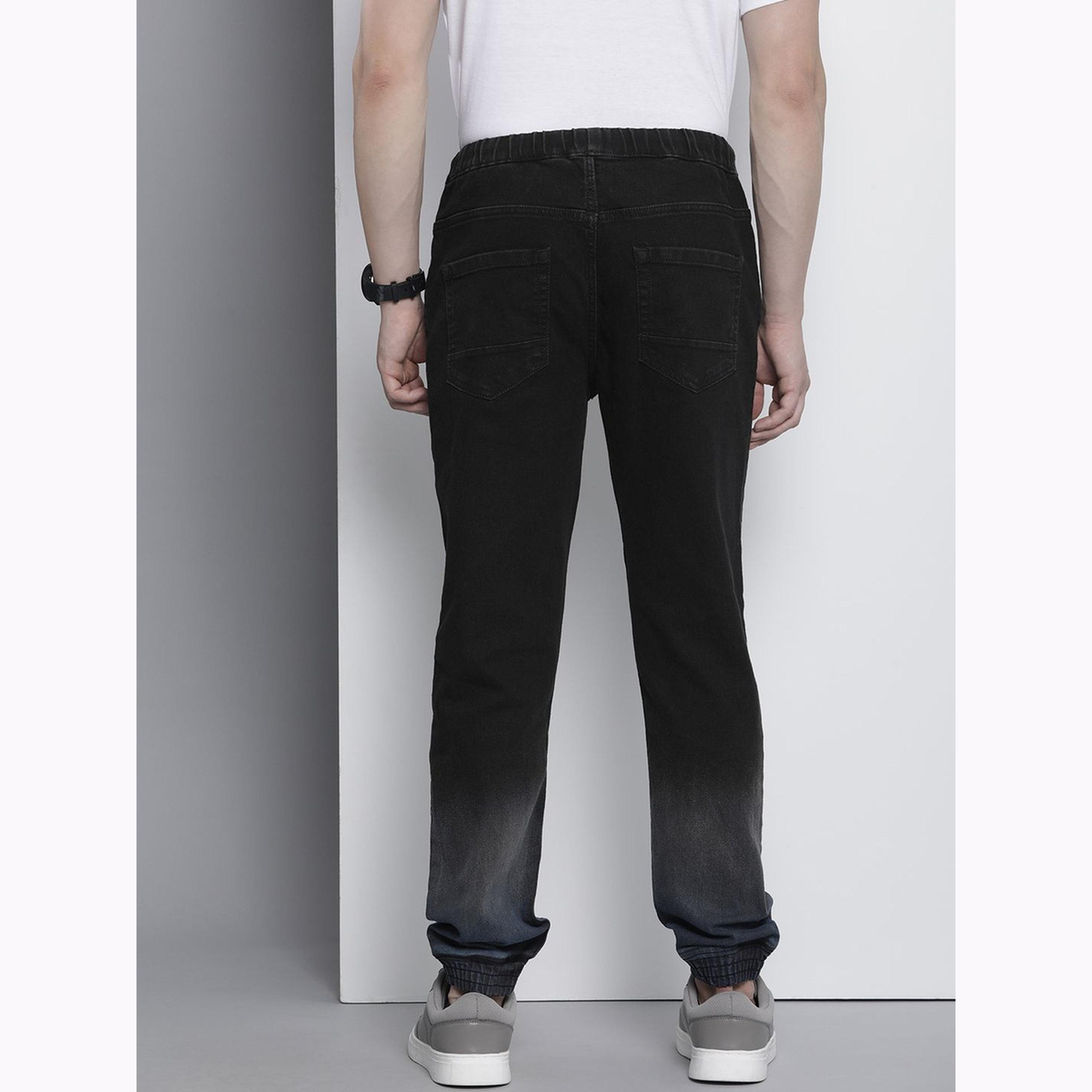 The Indian Garage Co X Styli Men Black Slim Fit Solid Denim Joggers-men-clothing-bottoms-joggers-image-3