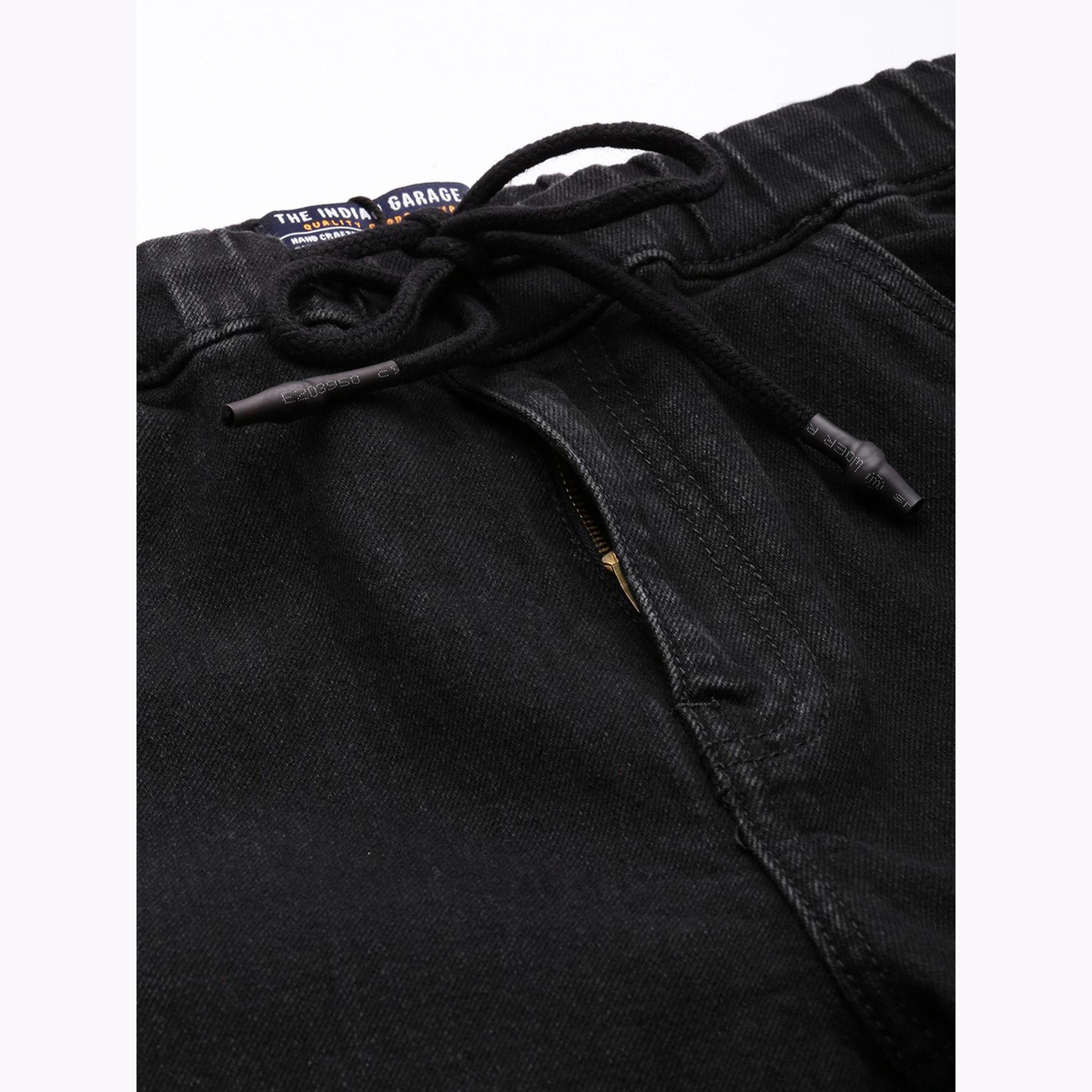 The Indian Garage Co X Styli Men Black Slim Fit Solid Denim Joggers-men-clothing-bottoms-joggers-image-4