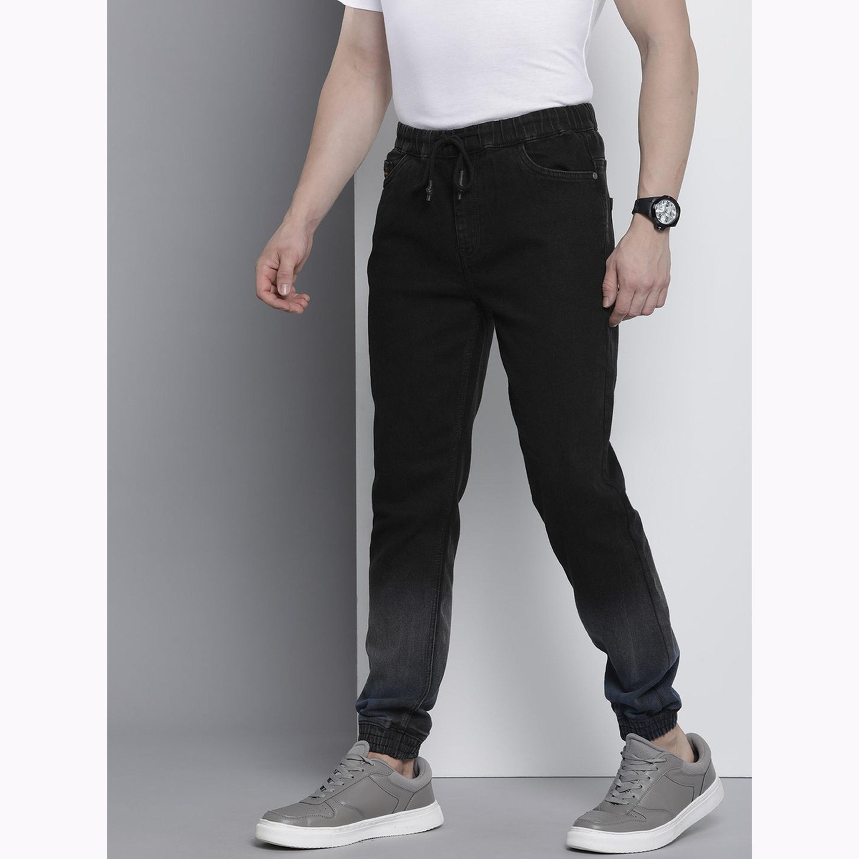 جوغر دنيم سادة بقصة ضيقة للرجال-men-clothing-bottoms-joggers-image-5