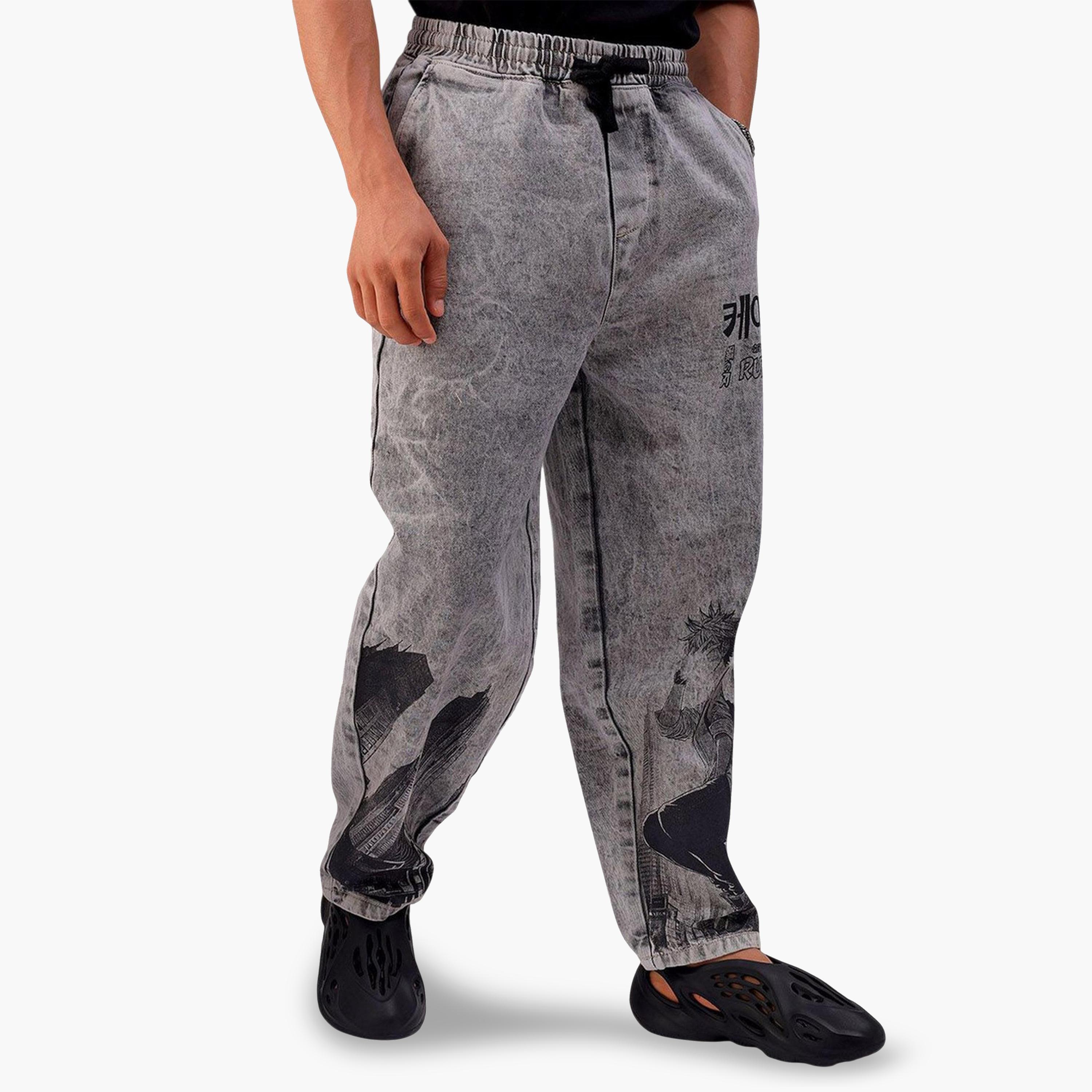 جوغر دنيم سادة بقصة واسعة للرجال-men-clothing-bottoms-joggers-image-4