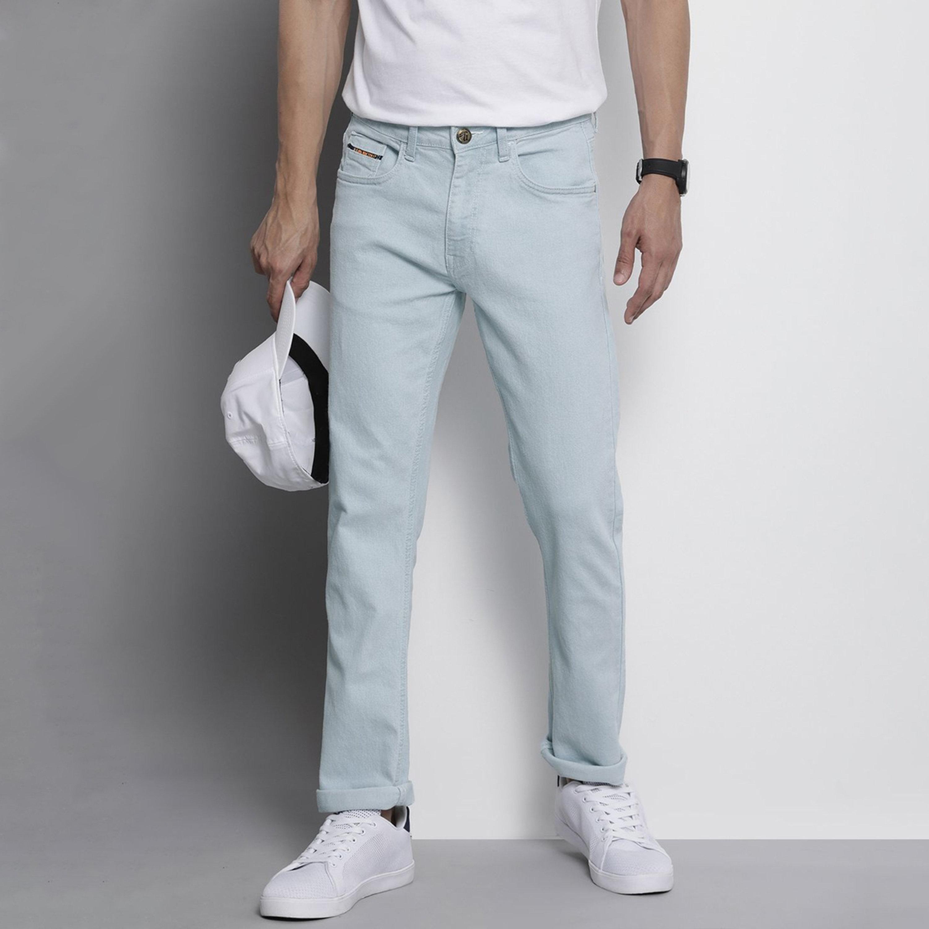 The Indian Garage Co X Styli Men Blue Slim Straight Fit Solid Jeans-men-clothing-bottoms-jeans-image-1