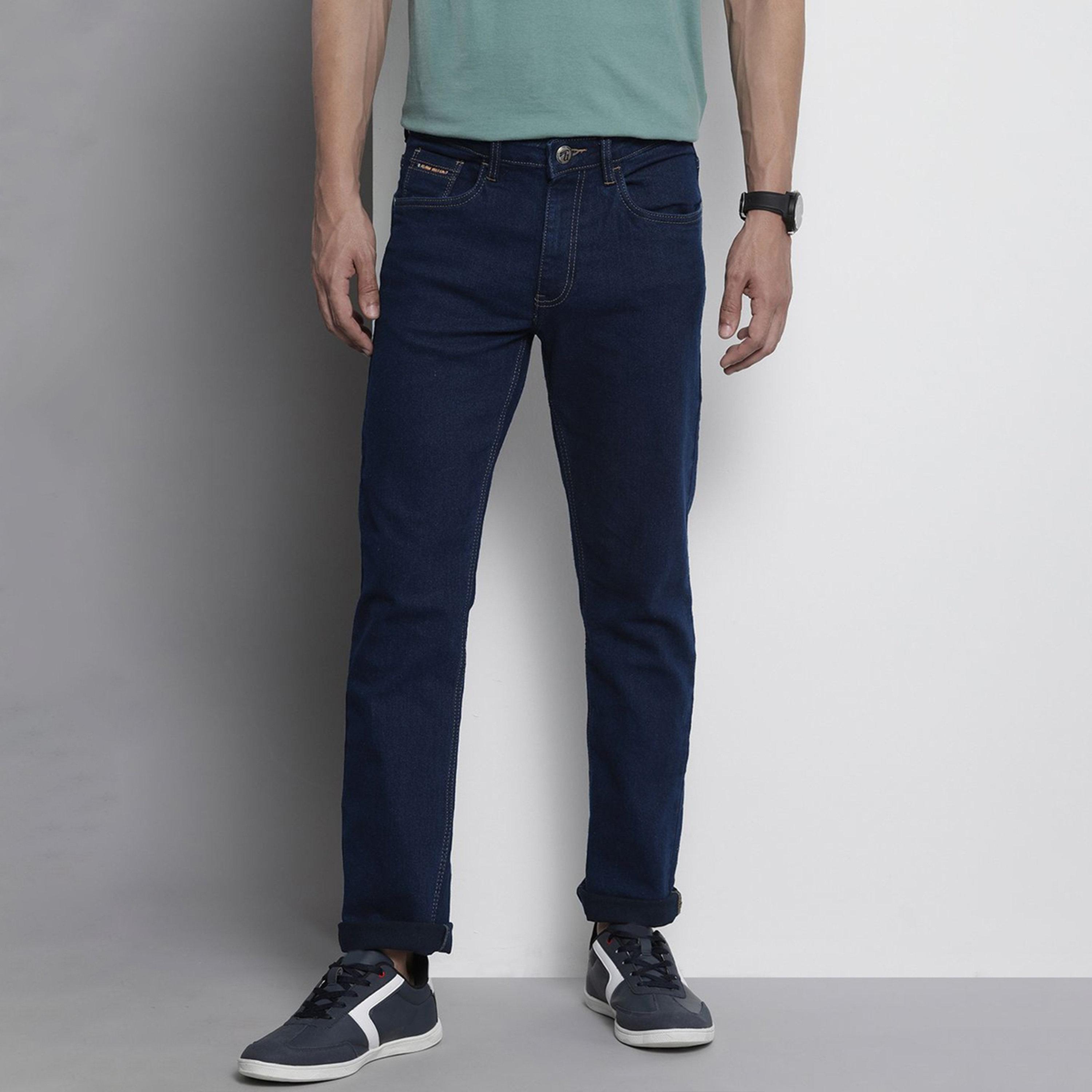 جينز سادة بقصة مستقيمة ضيقة للرجال-men-clothing-bottoms-jeans-image-1