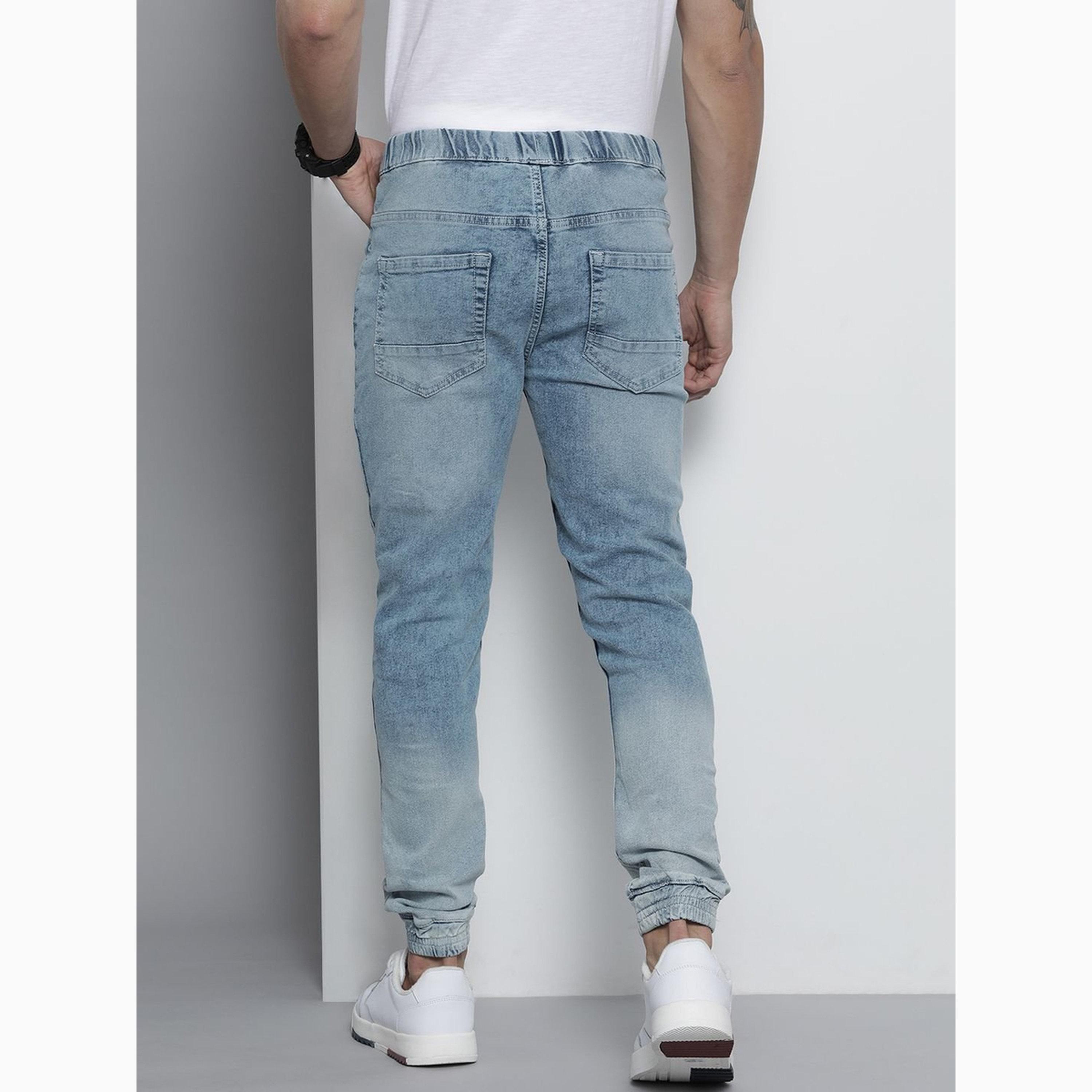 بنطال جينز بمظهر باهت وأساور وقصة ضيقة للرجال-men-clothing-bottoms-jeans-image-3