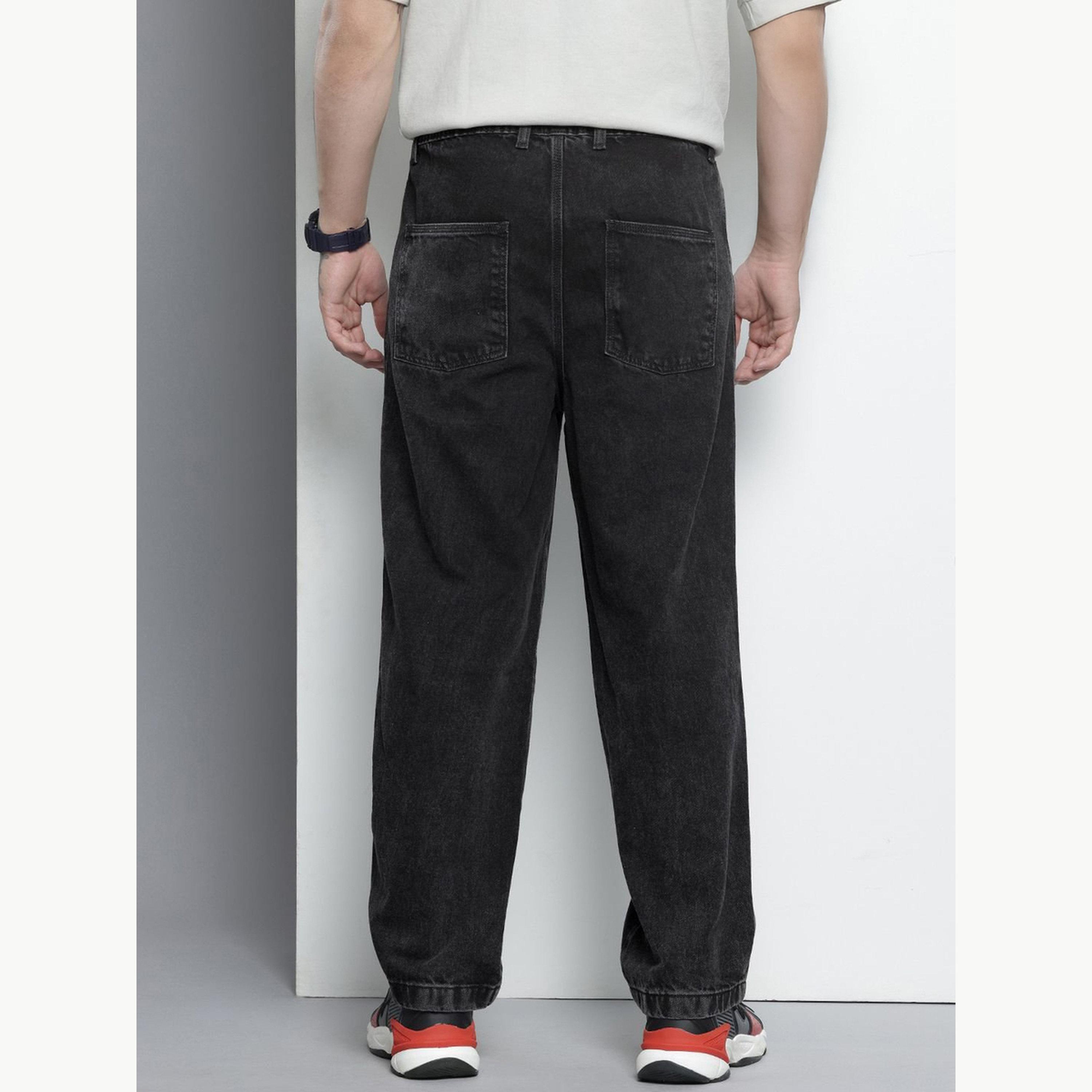بنطال جينز بلون سادة وقصة مريحة للرجال-men-clothing-bottoms-jeans-image-4