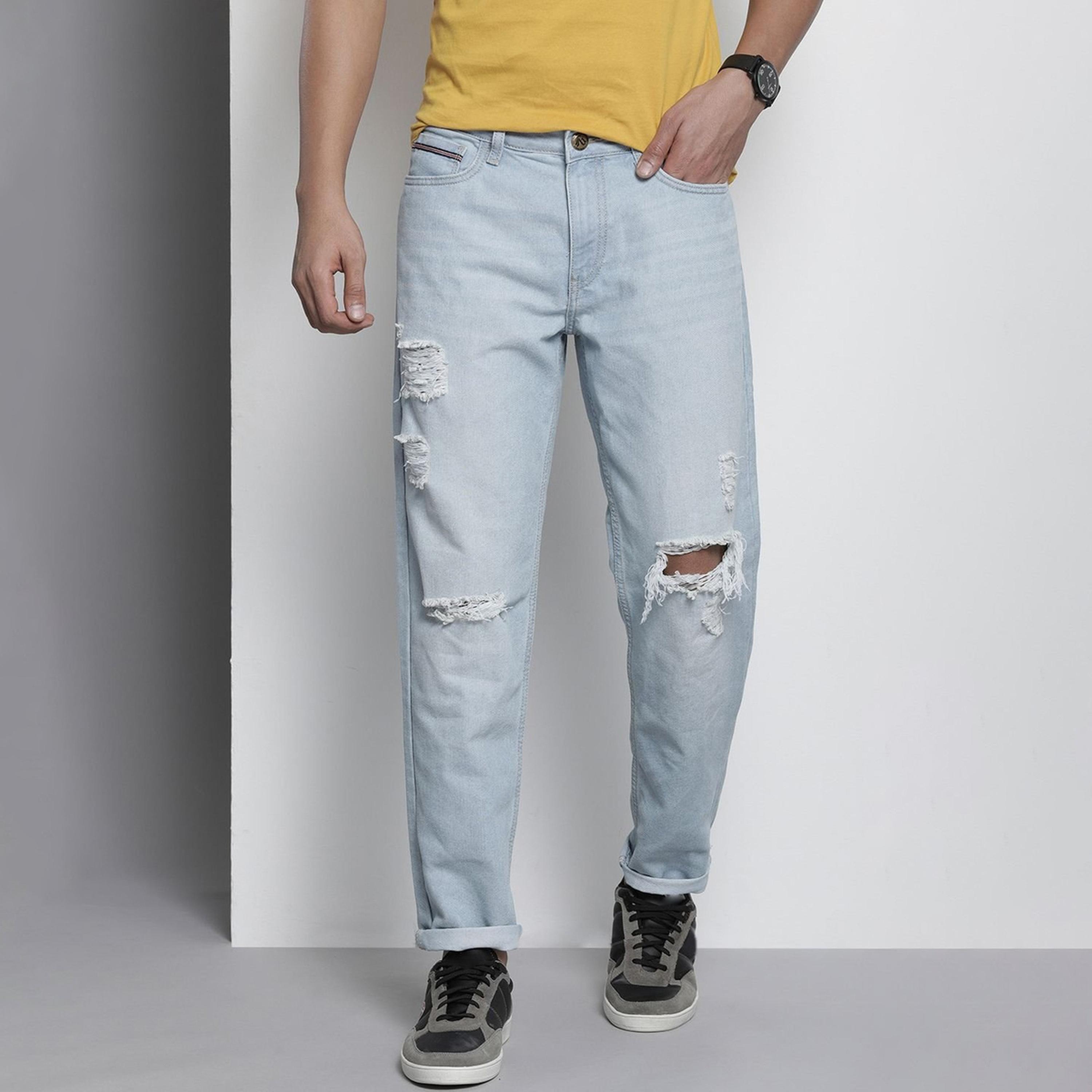 جينز بقصة داد فيت وتفاصيل ممزقة-men-clothing-bottoms-jeans-image-1