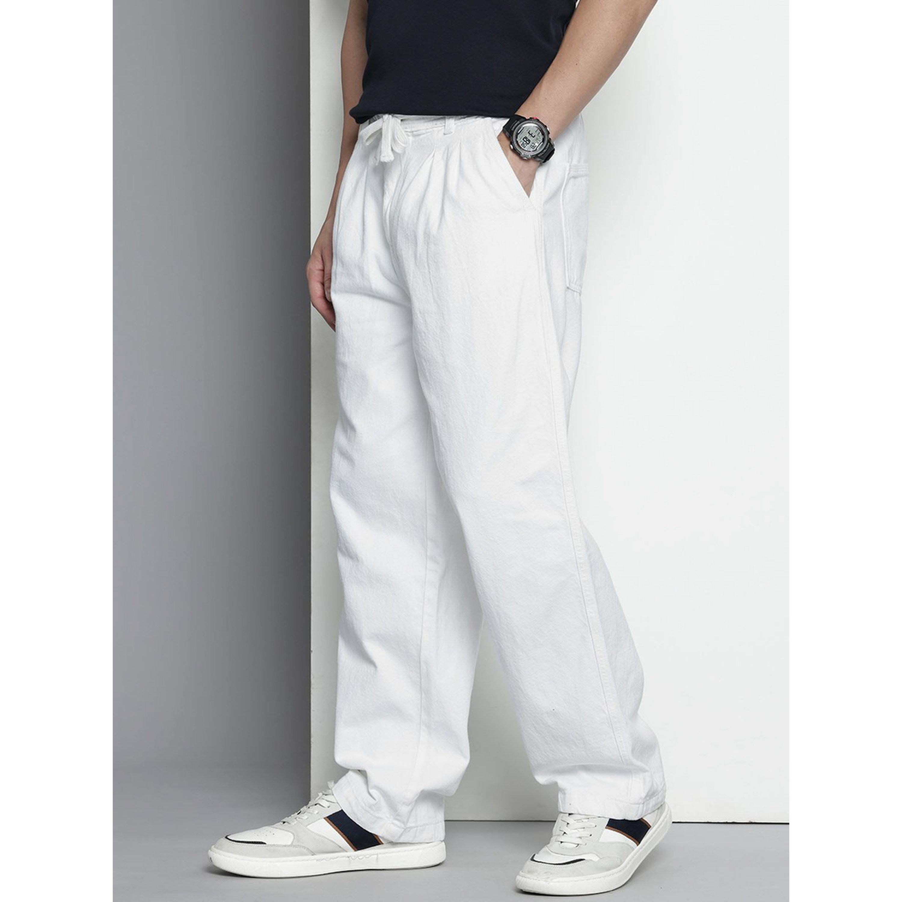 بنطال جينز دنيم جوغر سادة باللون الأبيض-men-clothing-jeans-image-1