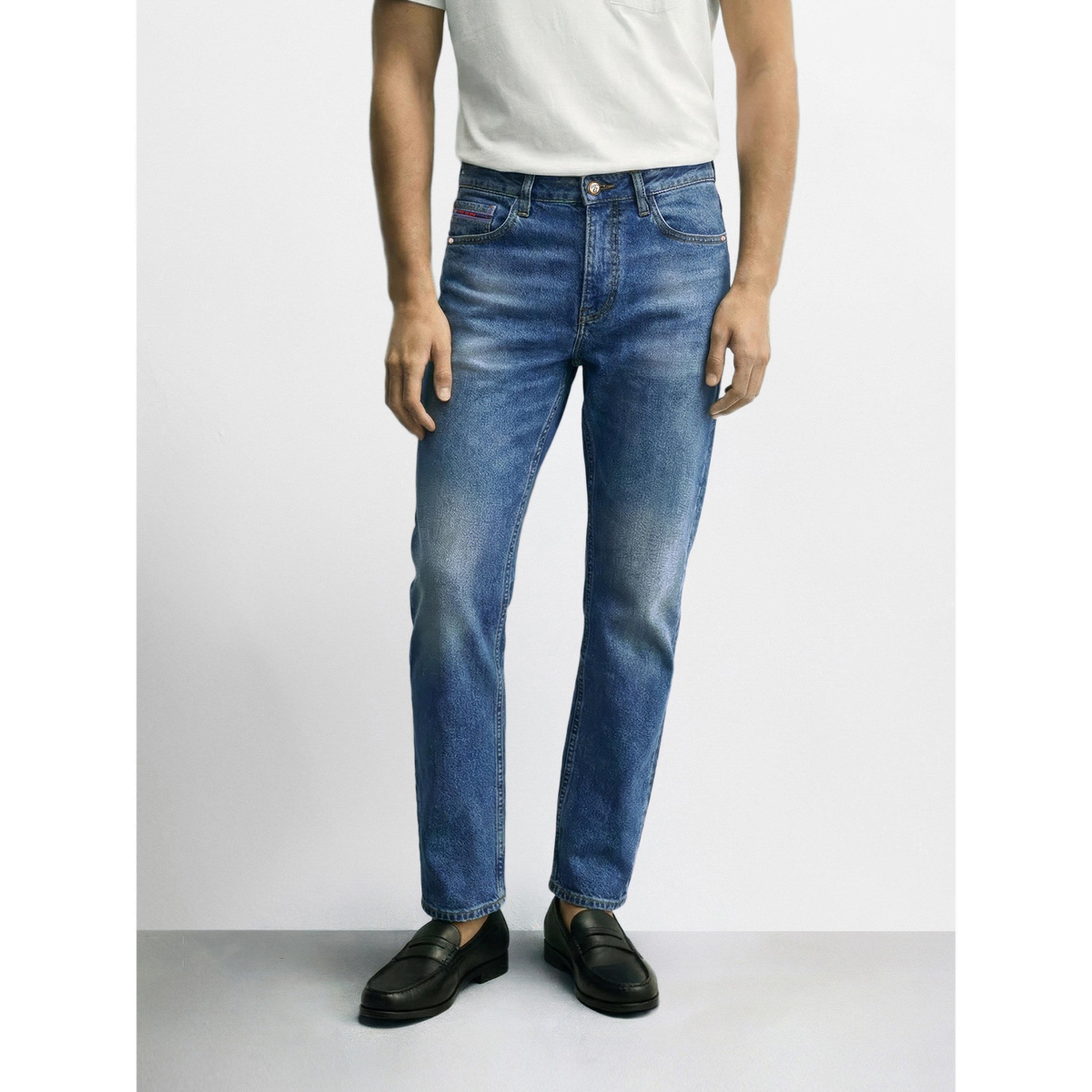 The Indian Garage Co X Styli Blue Slim Fit Faded Jeans-men-clothing-jeans-image-1