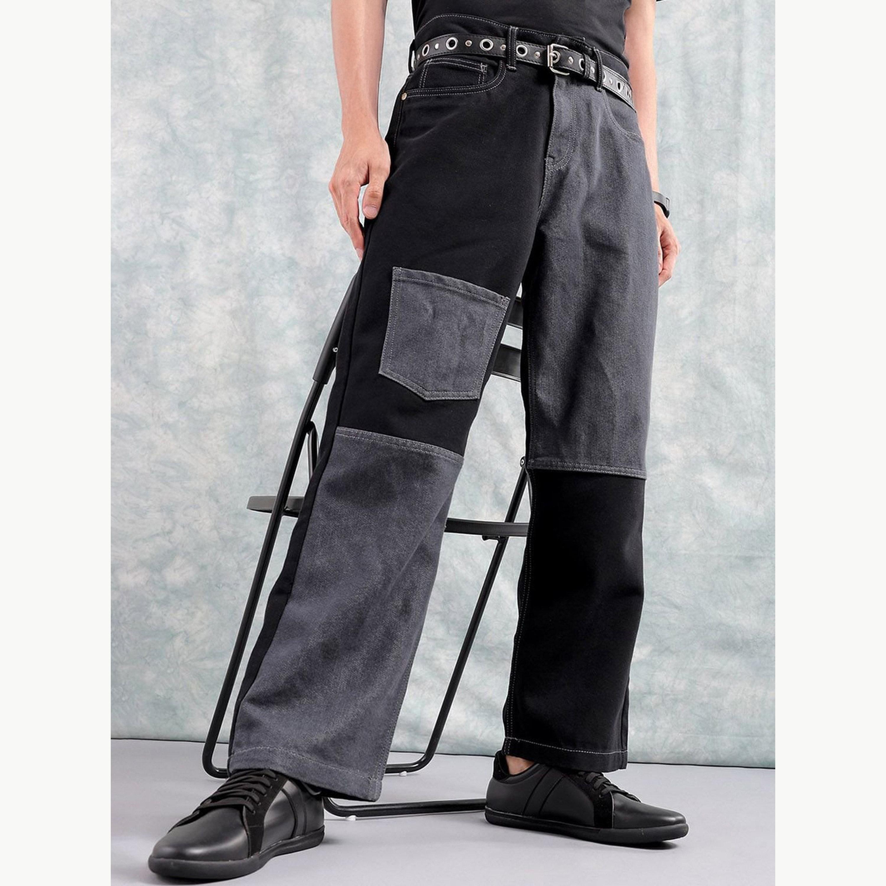 The Indian Garage Co X Styli Men Relaxed Fit Colourblocked Jeans-men-clothing-bottoms-jeans-image-1