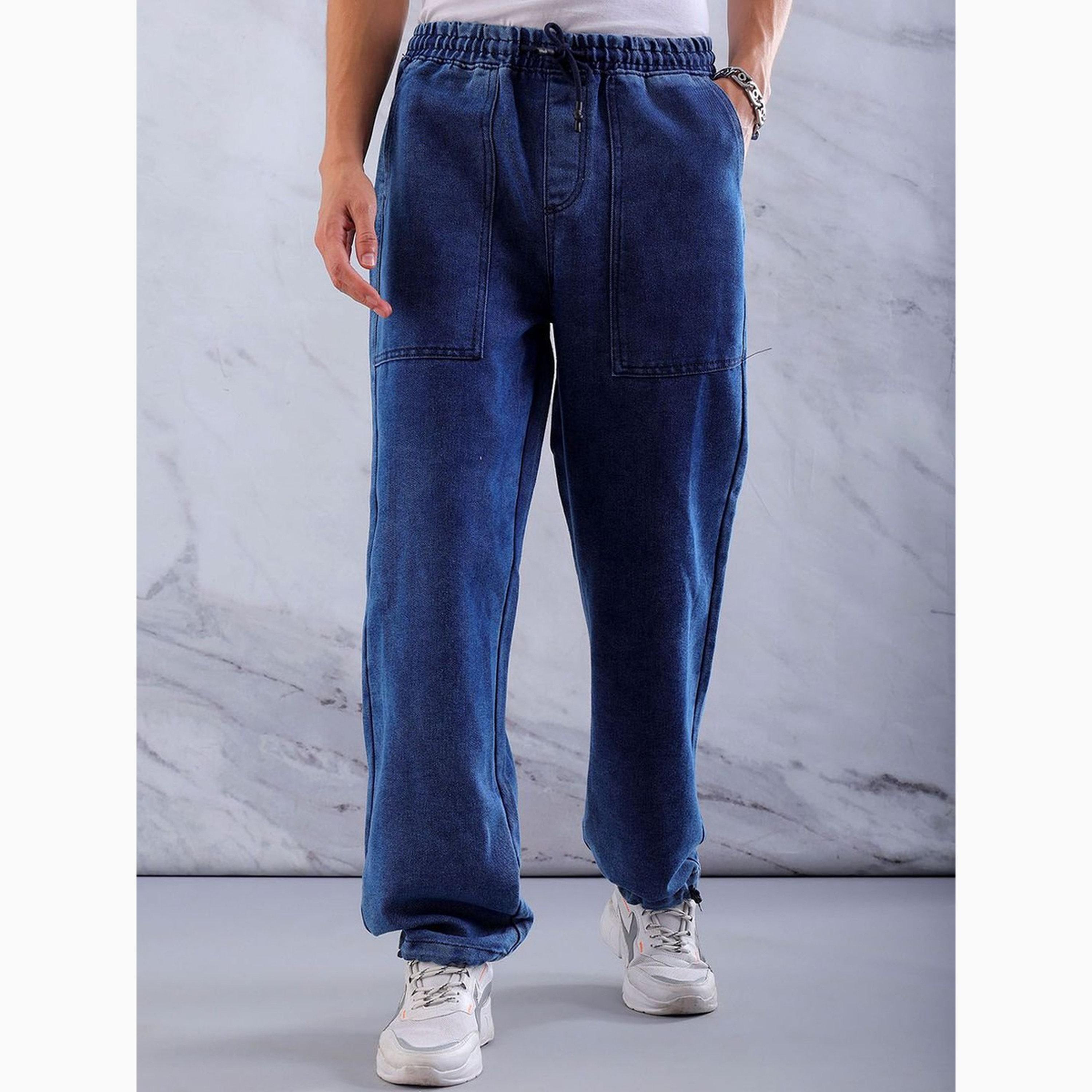 The Indian Garage Co X Styli Men Relaxed Fit Solid Drawstring Jeans-men-clothing-bottoms-jeans-image-1