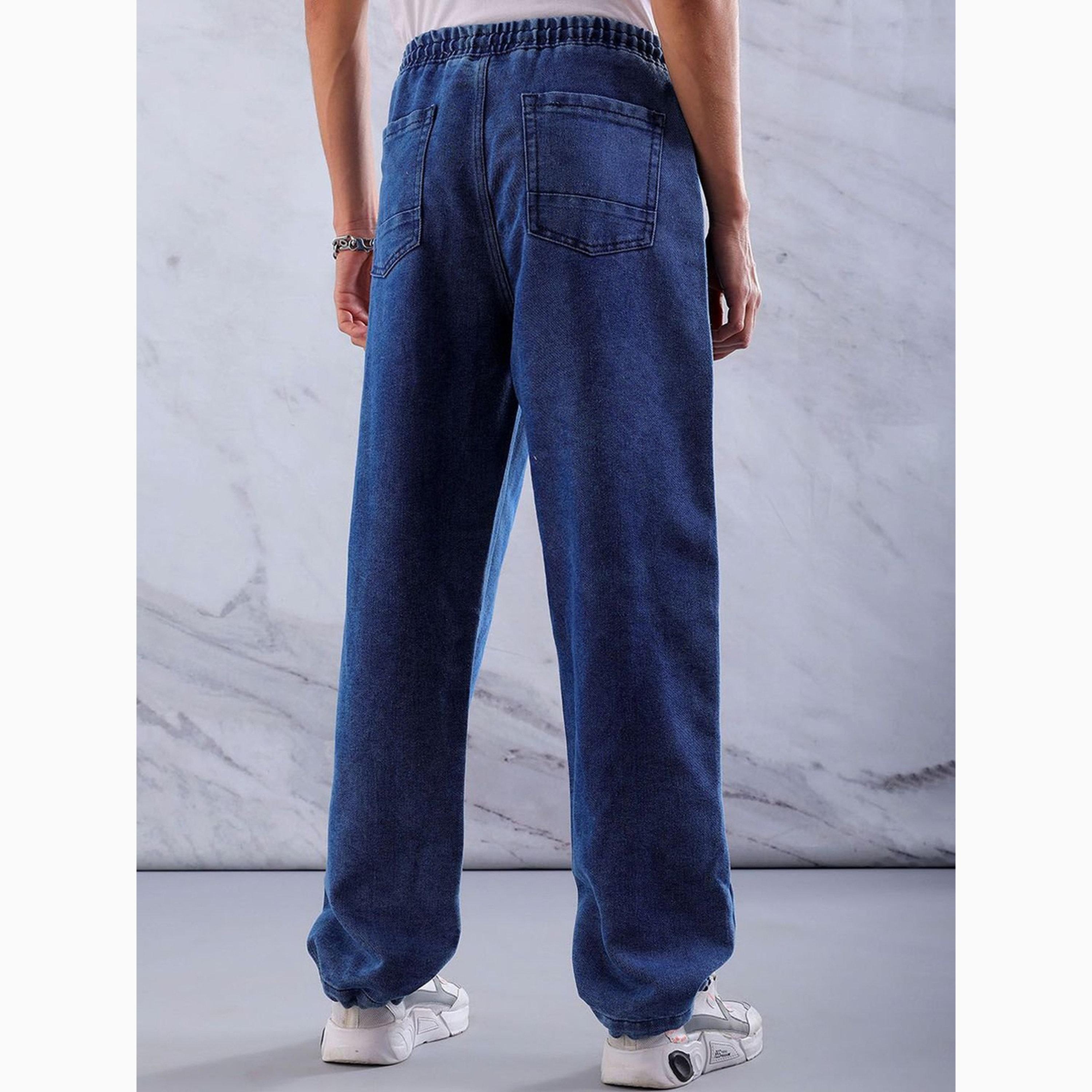 The Indian Garage Co X Styli Men Relaxed Fit Solid Drawstring Jeans-men-clothing-bottoms-jeans-image-5