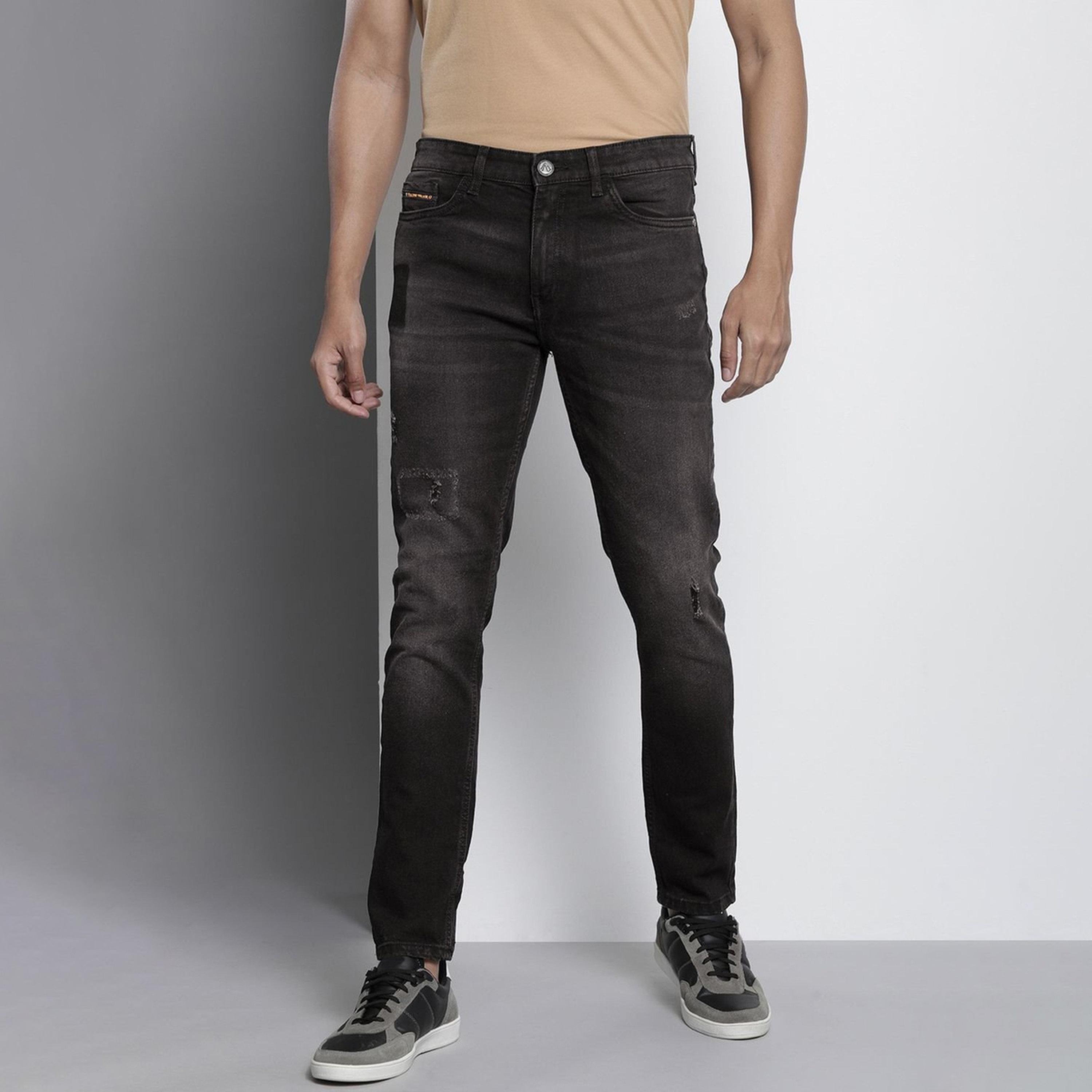 جينز بقصة ضيقة وتفاصيل طرطشة طلاء-men-clothing-bottoms-jeans-image-1