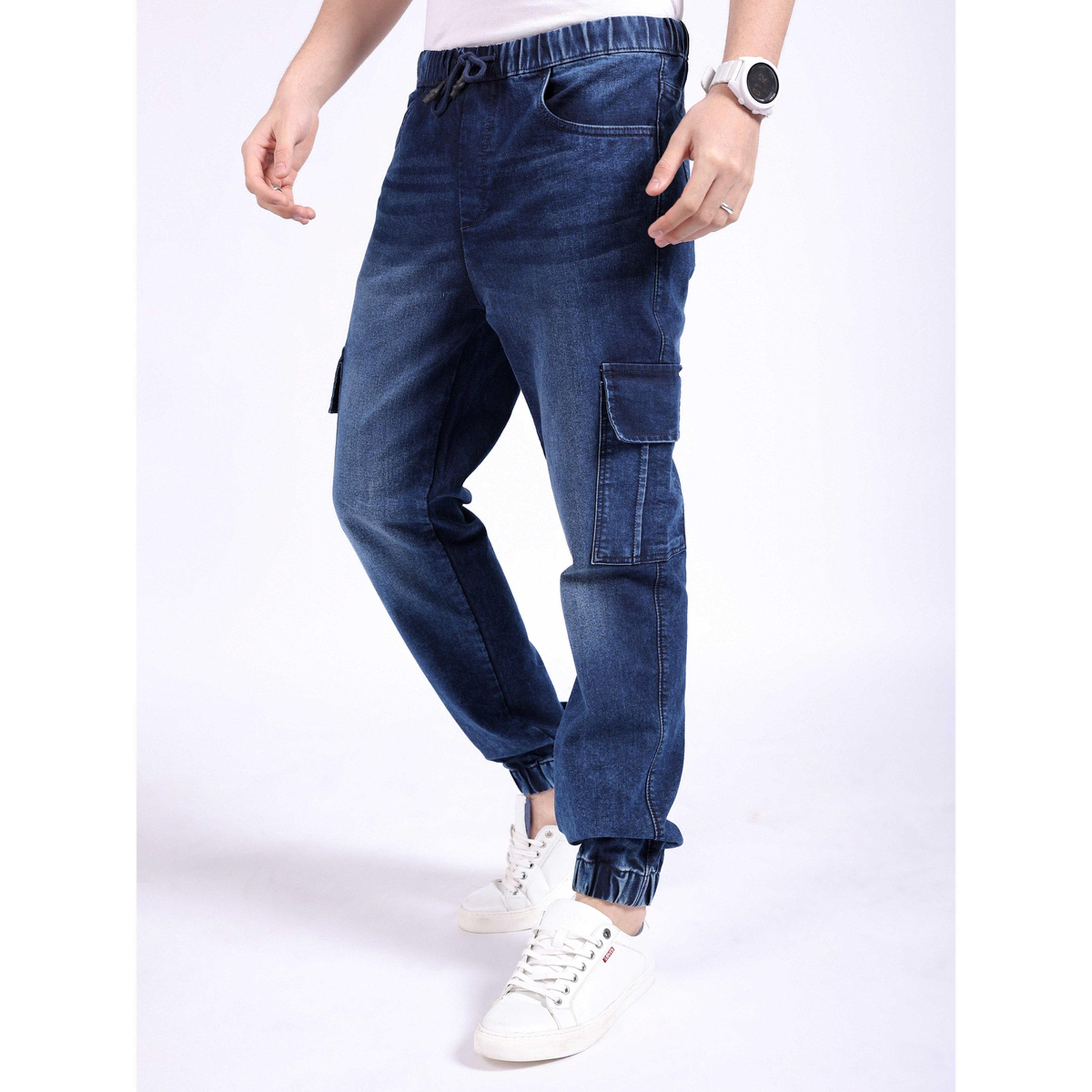 بنطال جينز دنيم جوغر سادة وقصة مستقيمة باللون الأزرق-men-clothing-jeans-image-4