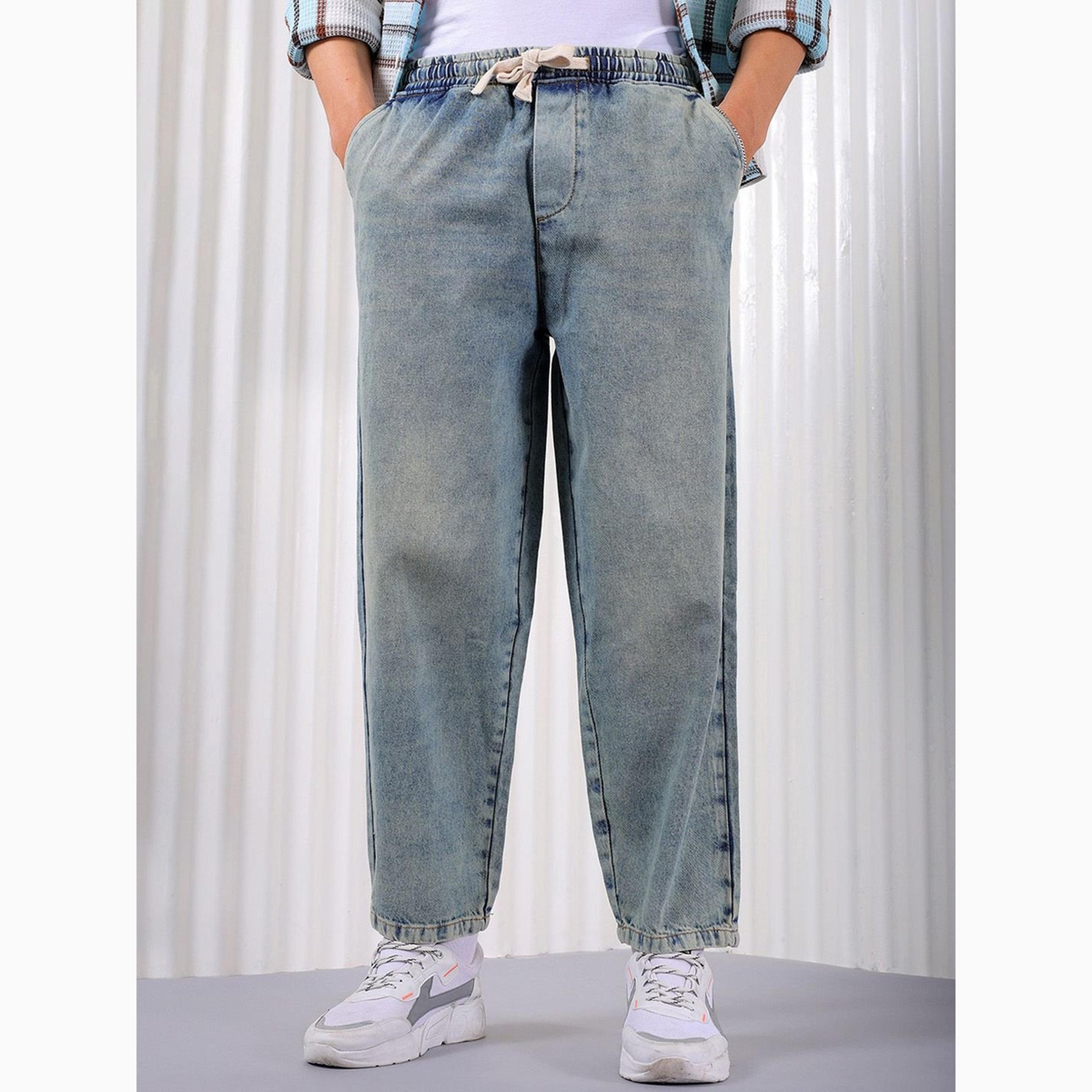 بنطال جينز مغسول وقصة واسعة بنمط برميل للرجال-men-clothing-bottoms-jeans-image-1