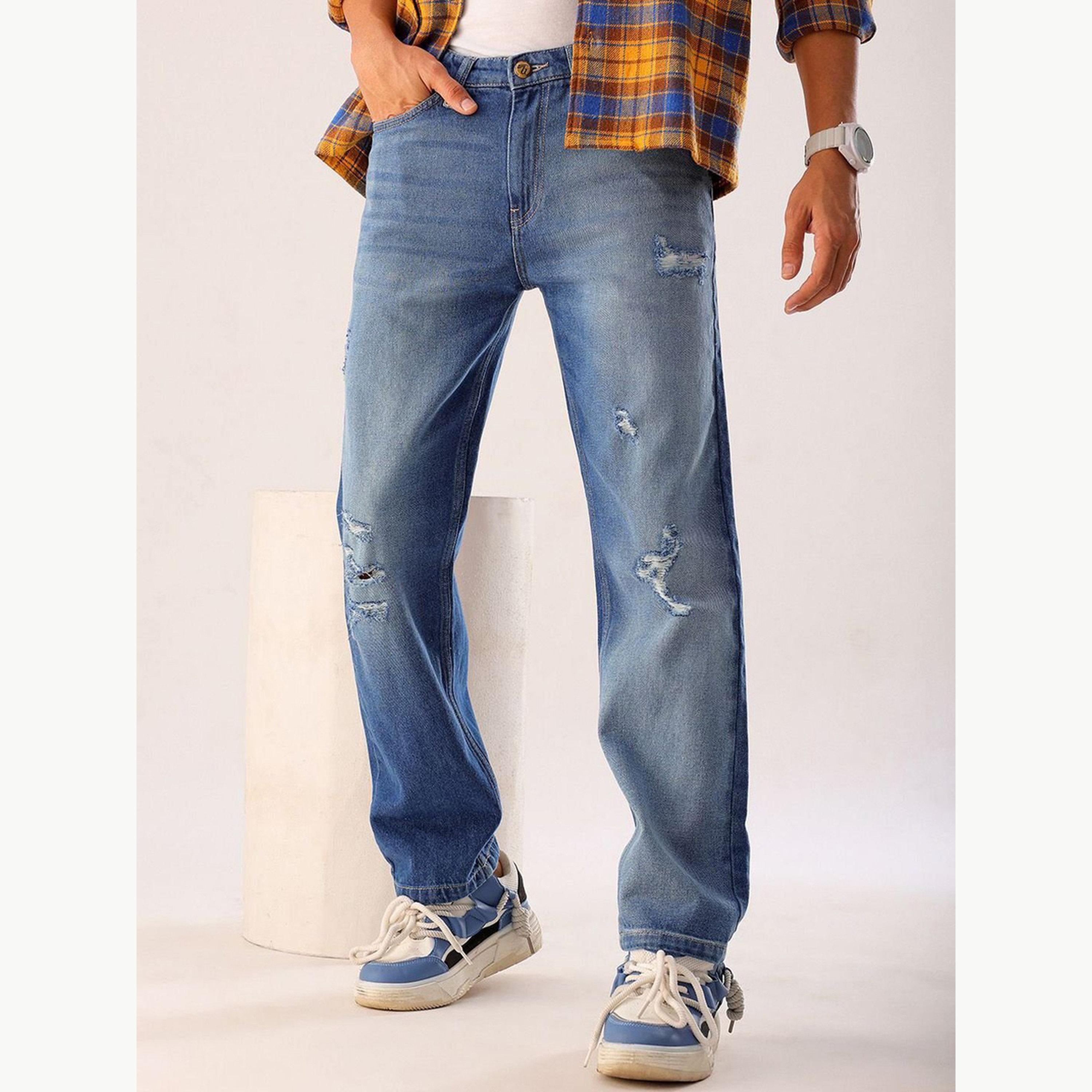 بنطال جينز ممزق بقصة مستقيمة للرجال-men-clothing-bottoms-jeans-image-3
