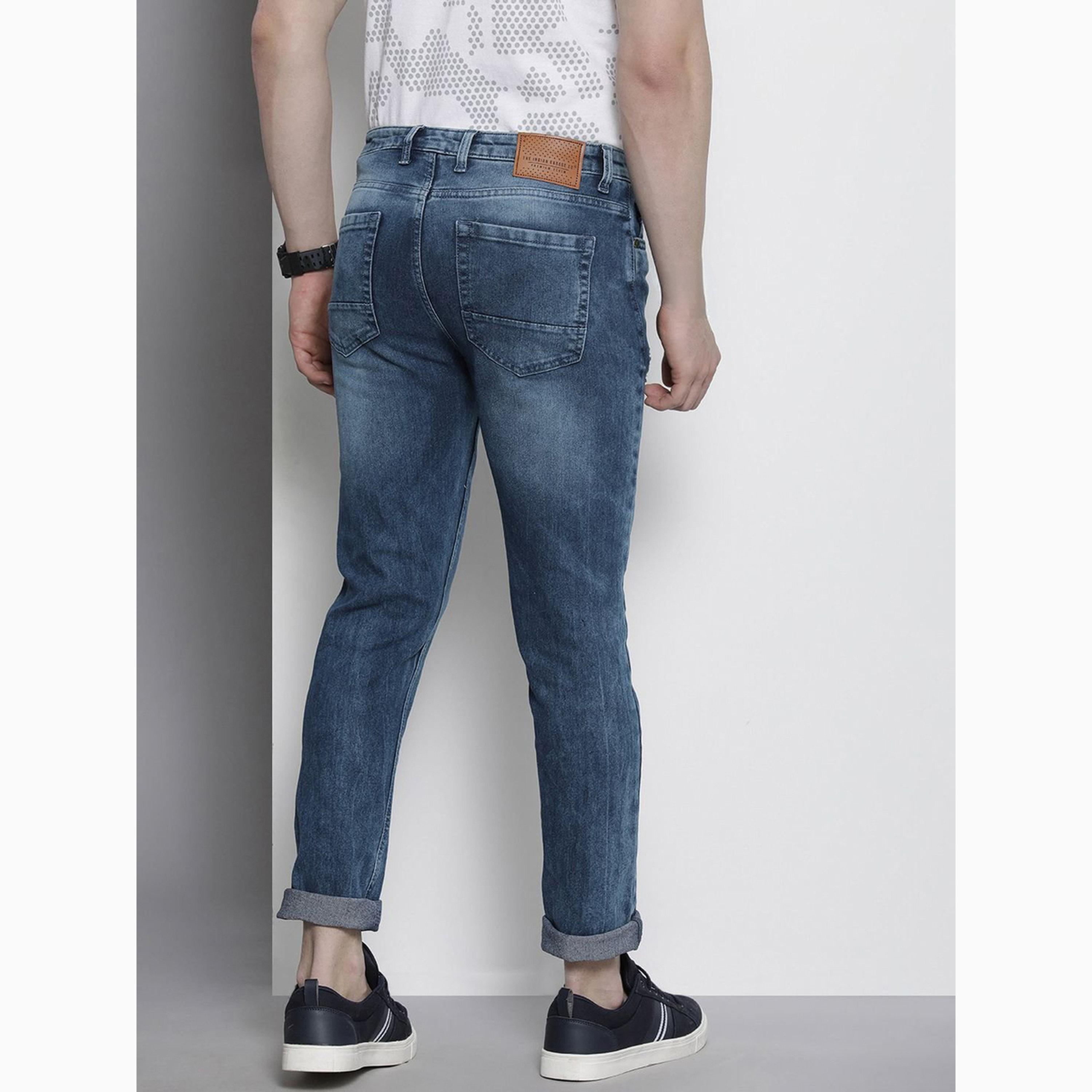 بنطال جينز بلون سادة وقصة ضيقة للرجال-men-clothing-bottoms-jeans-image-3