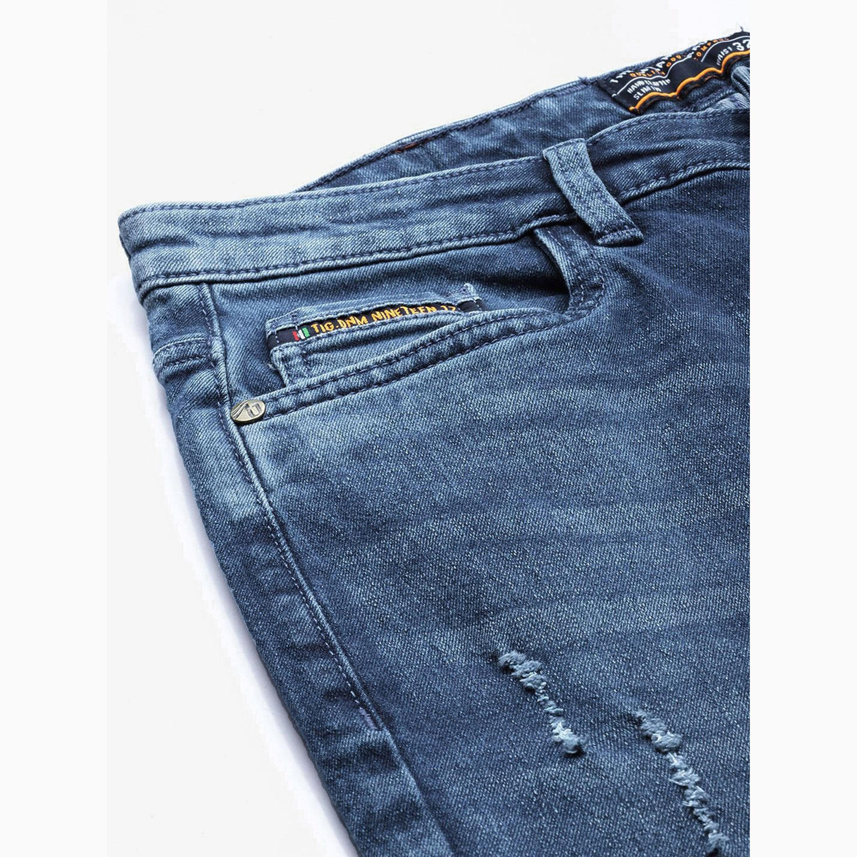 بنطال جينز بلون سادة وقصة ضيقة للرجال-men-clothing-bottoms-jeans-image-6