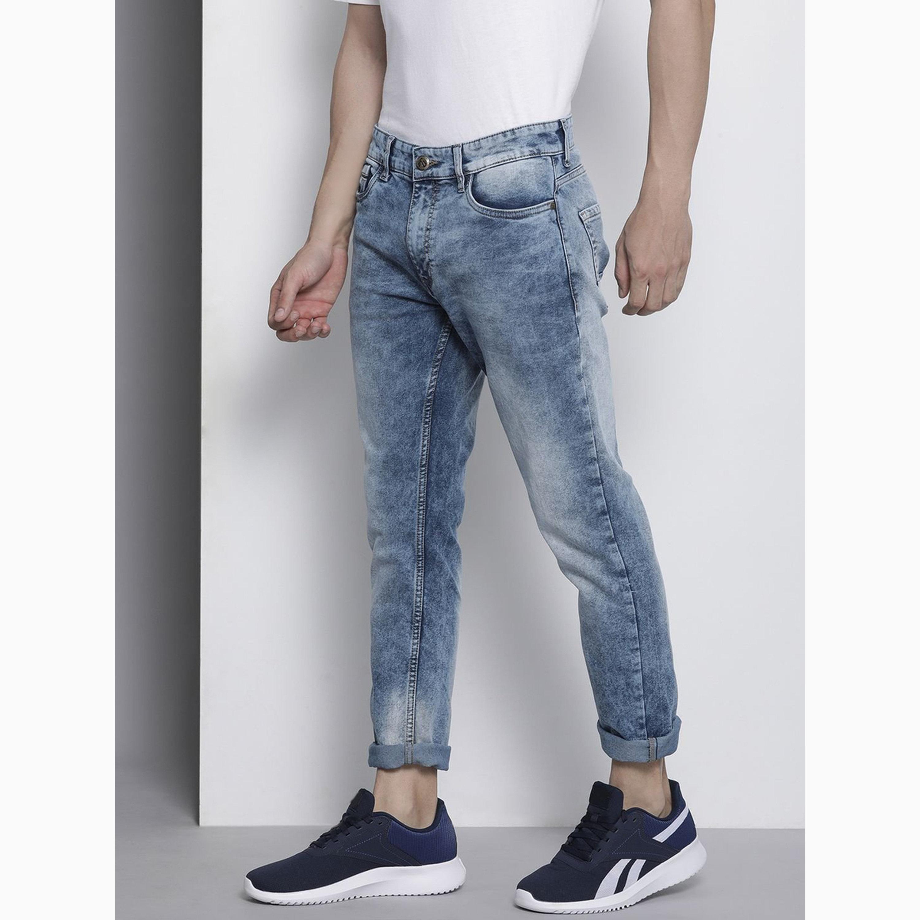بنطال جينز بلون سادة وقصة ضيقة للرجال-men-clothing-bottoms-jeans-image-5