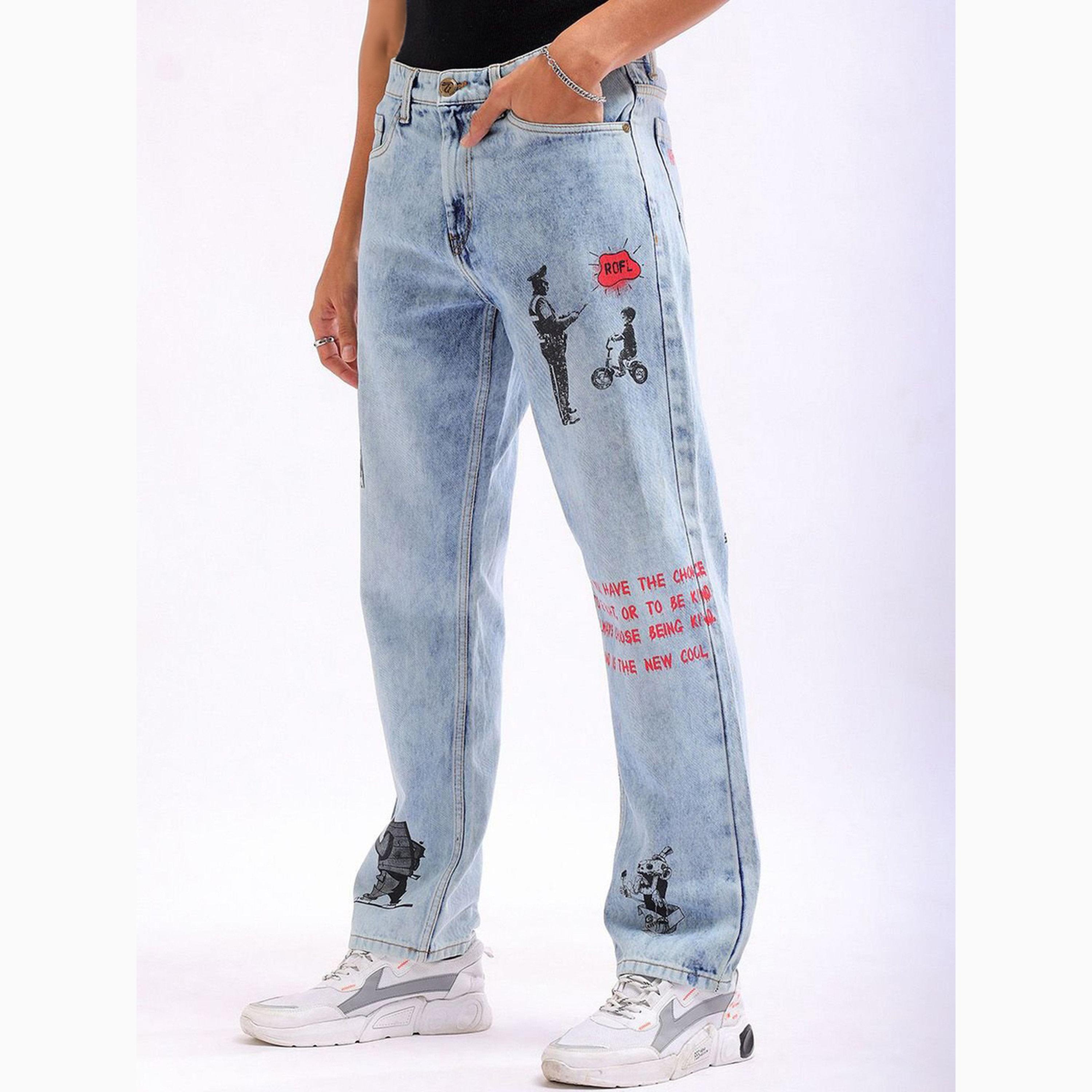 بنطال جينز بطبعة شخصيات وقصة مستقيمة للرجال-men-clothing-bottoms-jeans-image-3