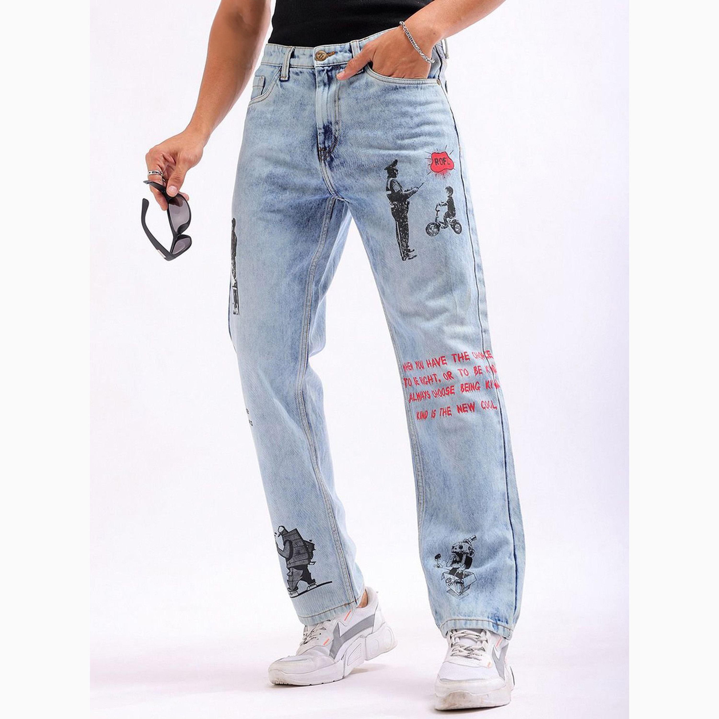 بنطال جينز بطبعة شخصيات وقصة مستقيمة للرجال-men-clothing-bottoms-jeans-image-4