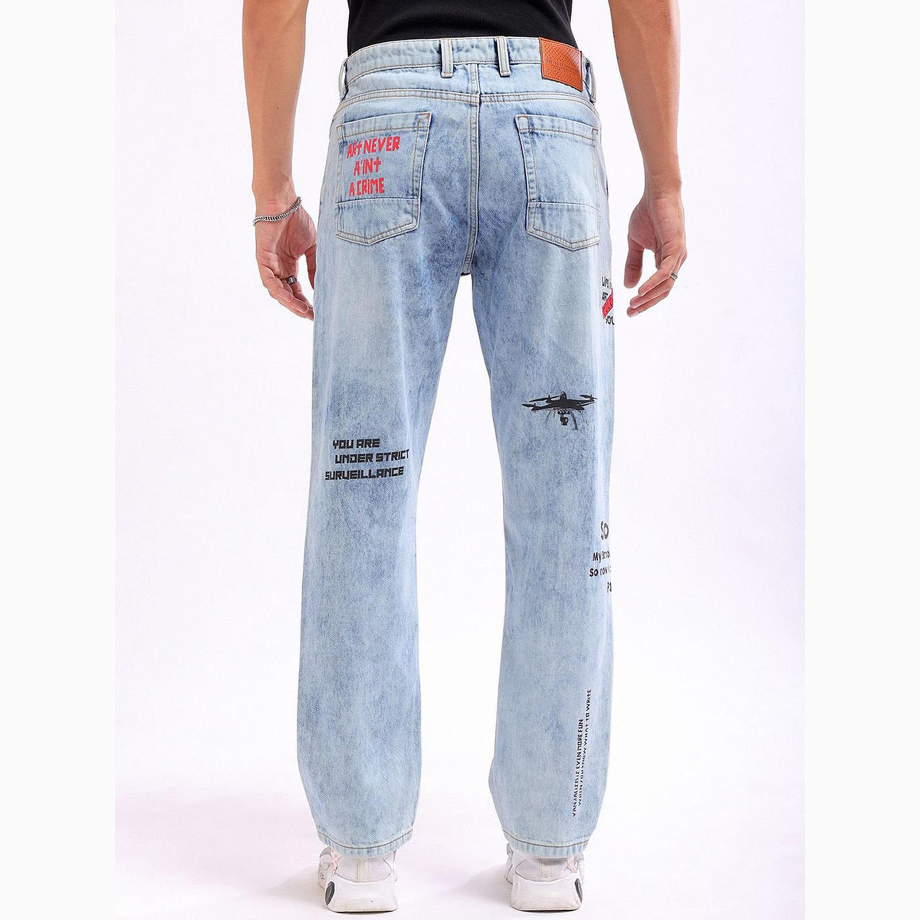 بنطال جينز بطبعة شخصيات وقصة مستقيمة للرجال-men-clothing-bottoms-jeans-image-5