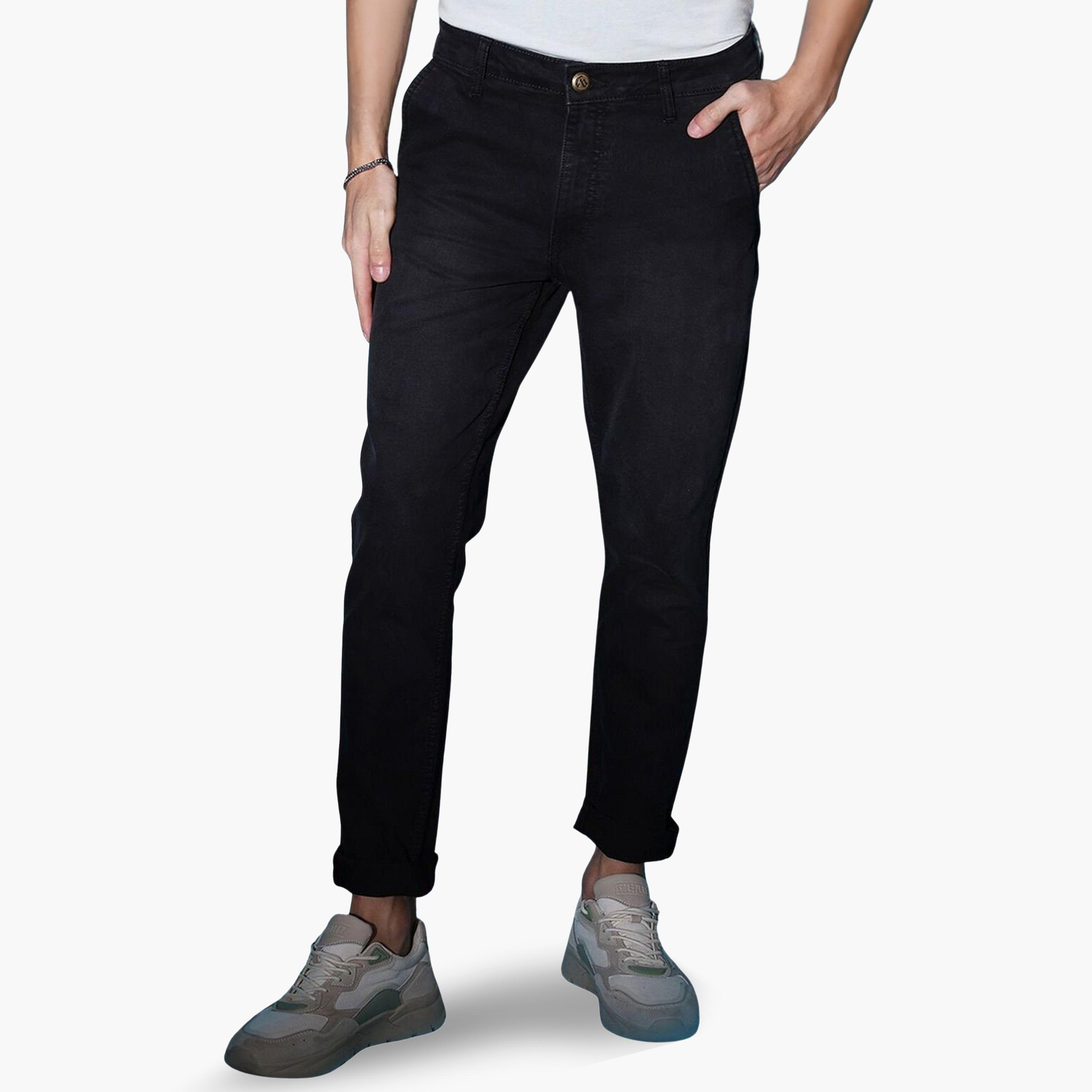 بنطال جينز بلون سادة وقصة ضيقة للرجال-men-clothing-bottoms-jeans-image-1