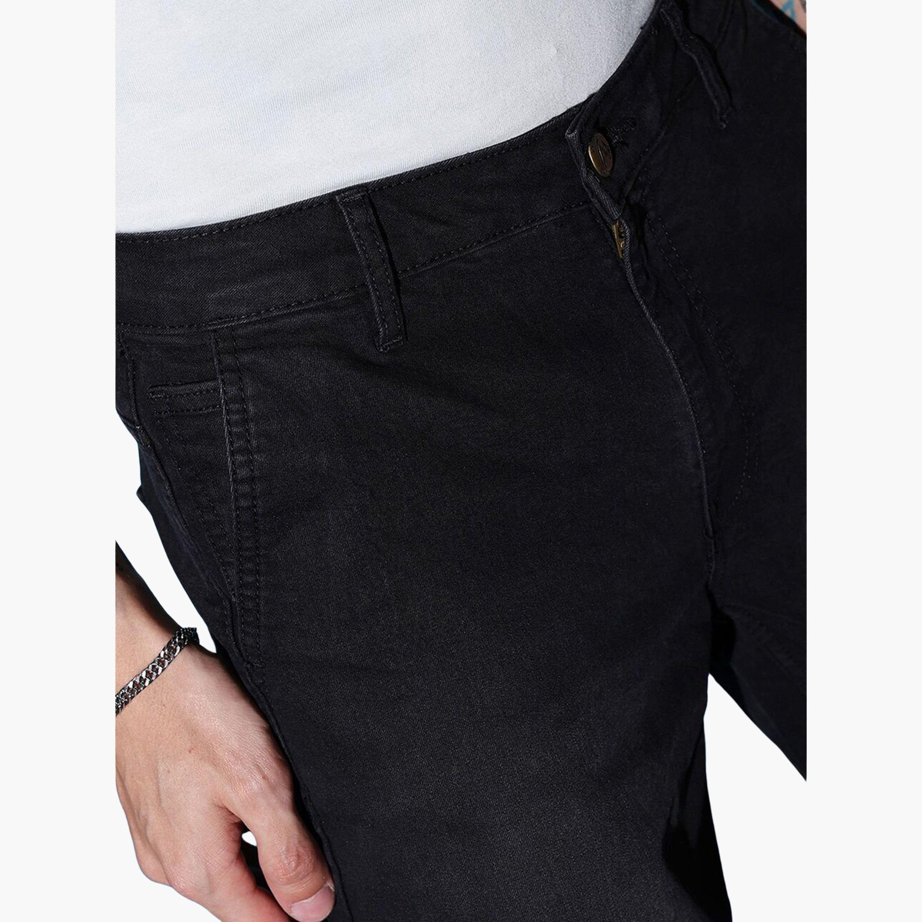 بنطال جينز بلون سادة وقصة ضيقة للرجال-men-clothing-bottoms-jeans-image-4