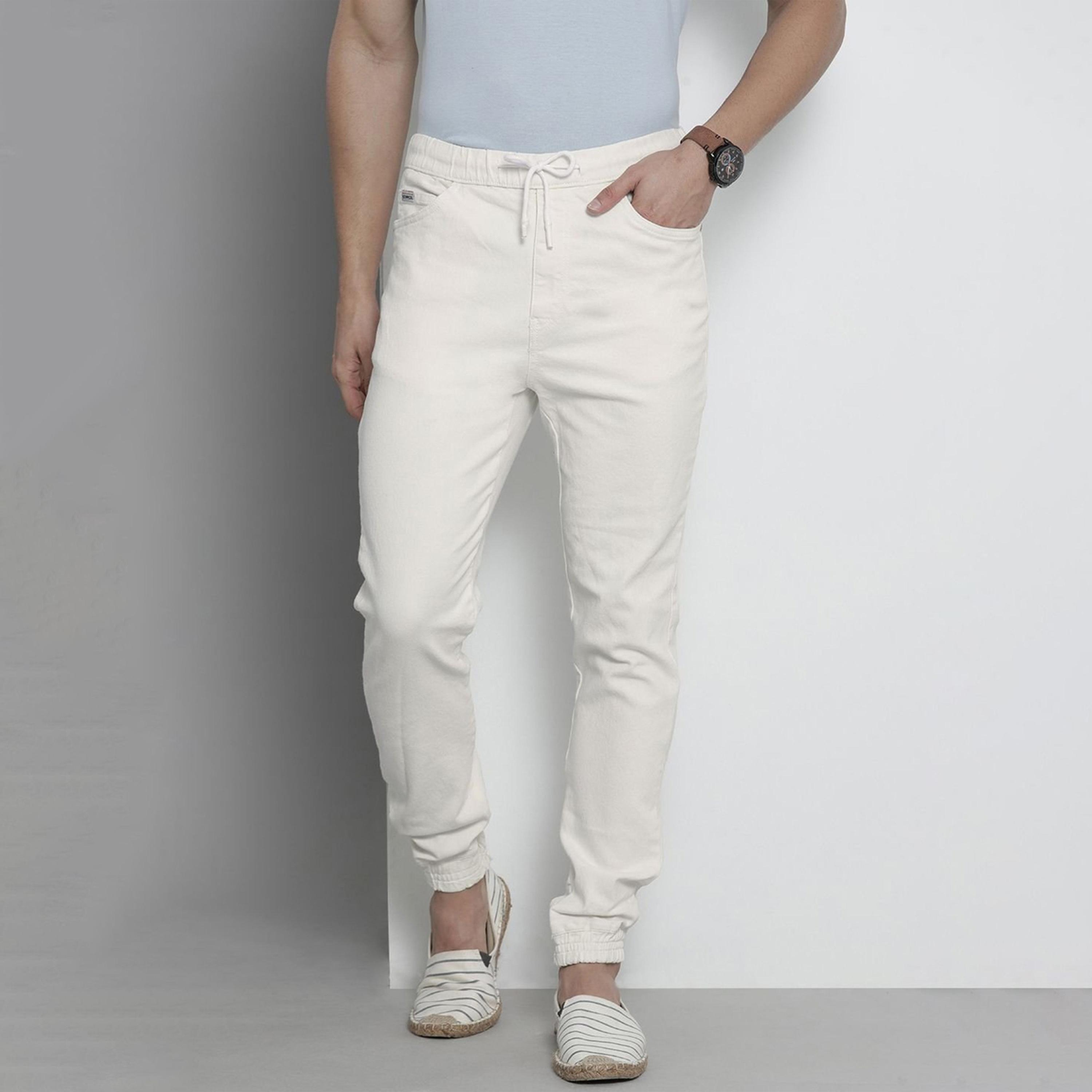 بنطال جينز بلون سادة وأساور وقصة ضيقة للرجال-men-clothing-bottoms-jeans-image-1