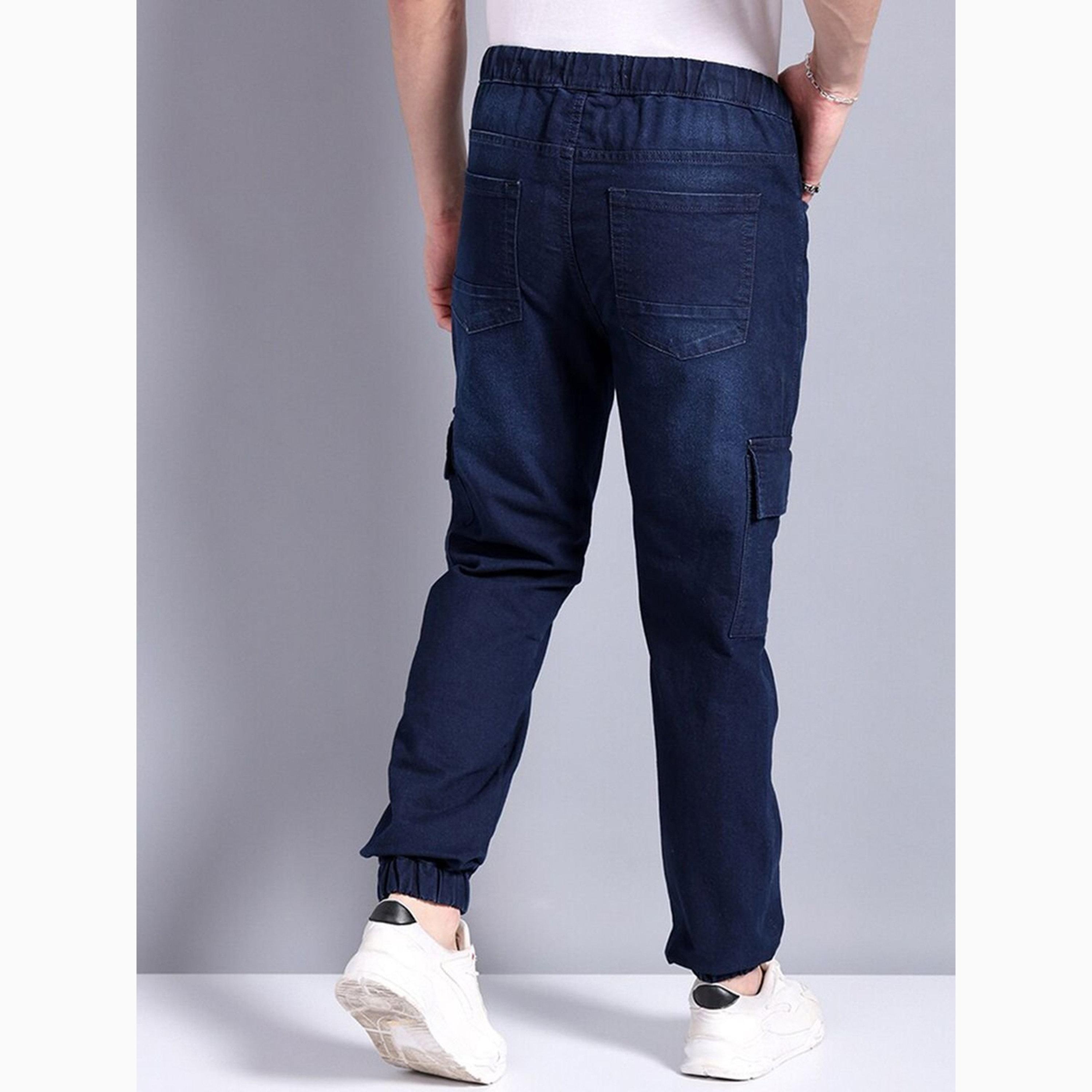 بنطال جينز كارغو بأساور وقصة فضفاضة جداً للرجال-men-clothing-bottoms-jeans-image-3