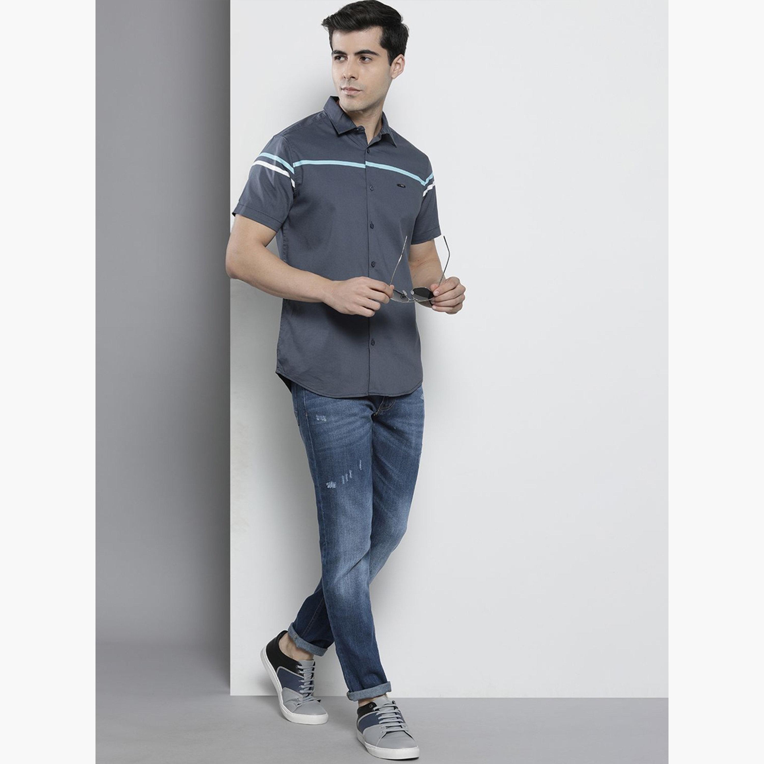 The Indian Garage Co X Styli Men Blue Mid Wash Slim Fit Jeans-men-clothing-bottoms-jeans-image-2