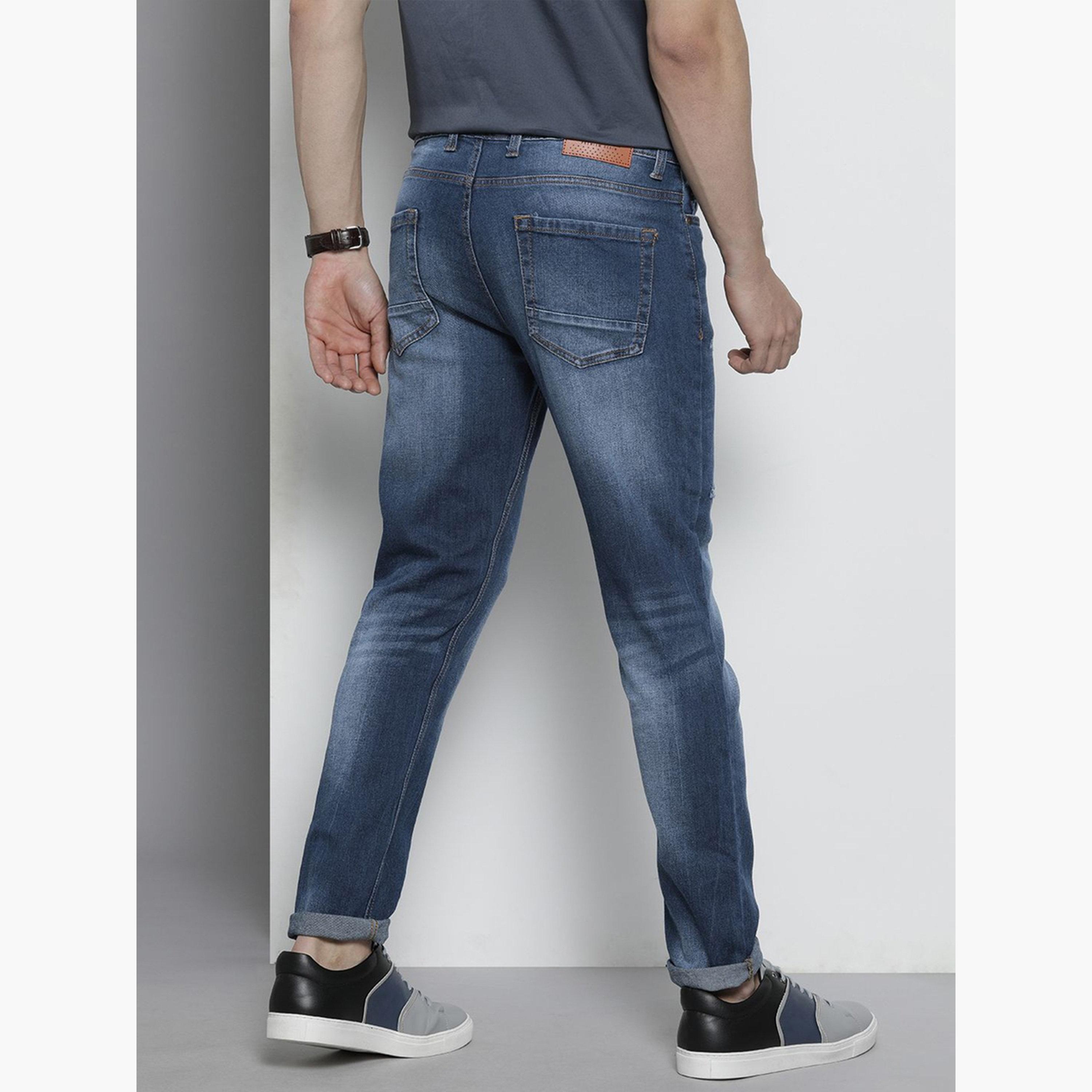 The Indian Garage Co X Styli Men Blue Mid Wash Slim Fit Jeans-men-clothing-bottoms-jeans-image-3