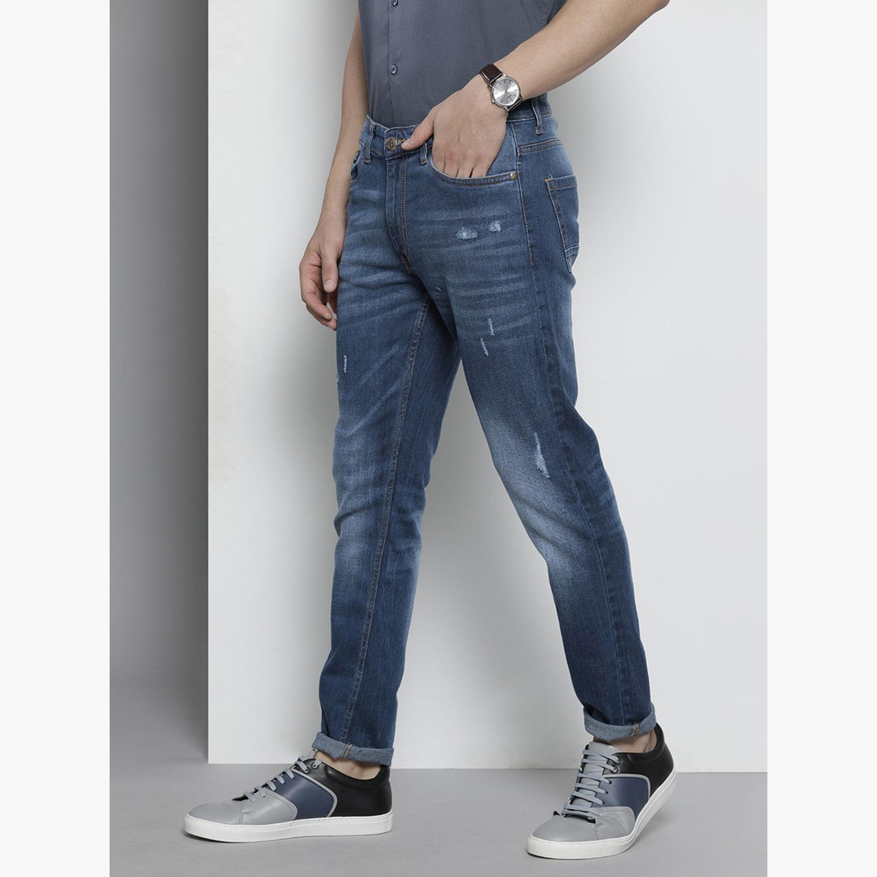 The Indian Garage Co X Styli Men Blue Mid Wash Slim Fit Jeans-men-clothing-bottoms-jeans-image-5