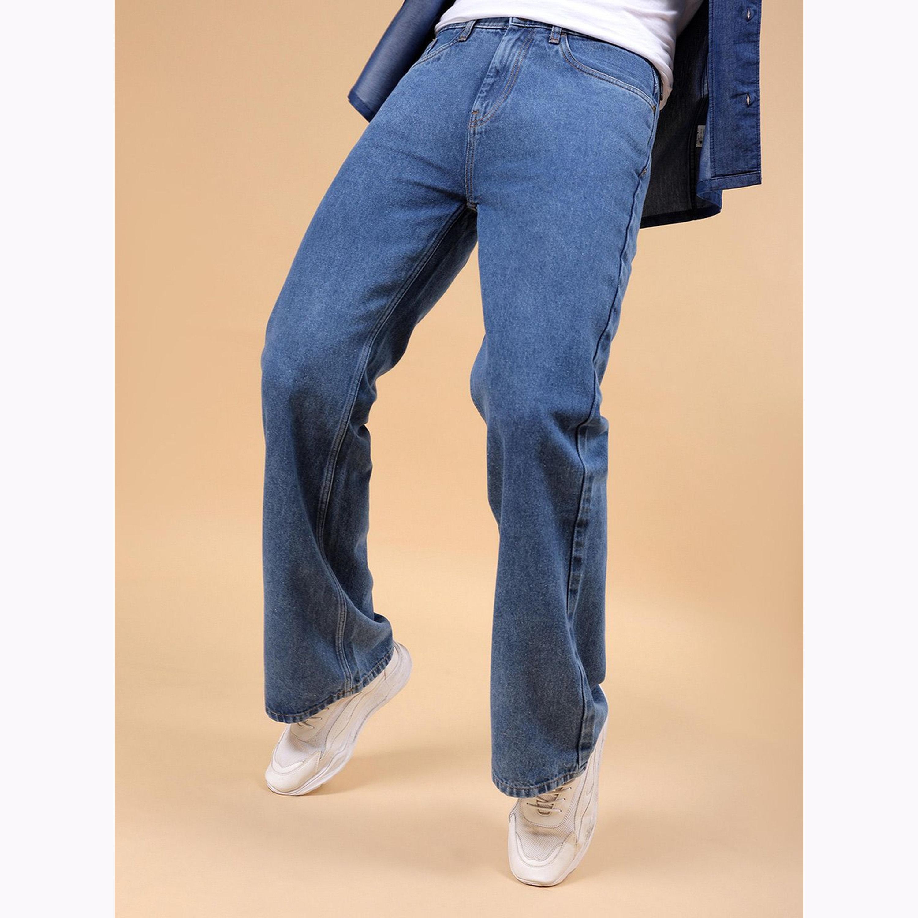 The Indian Garage Co X Styli Men Blue Bootcut Loose Fit Jeans-men-clothing-bottoms-jeans-image-1