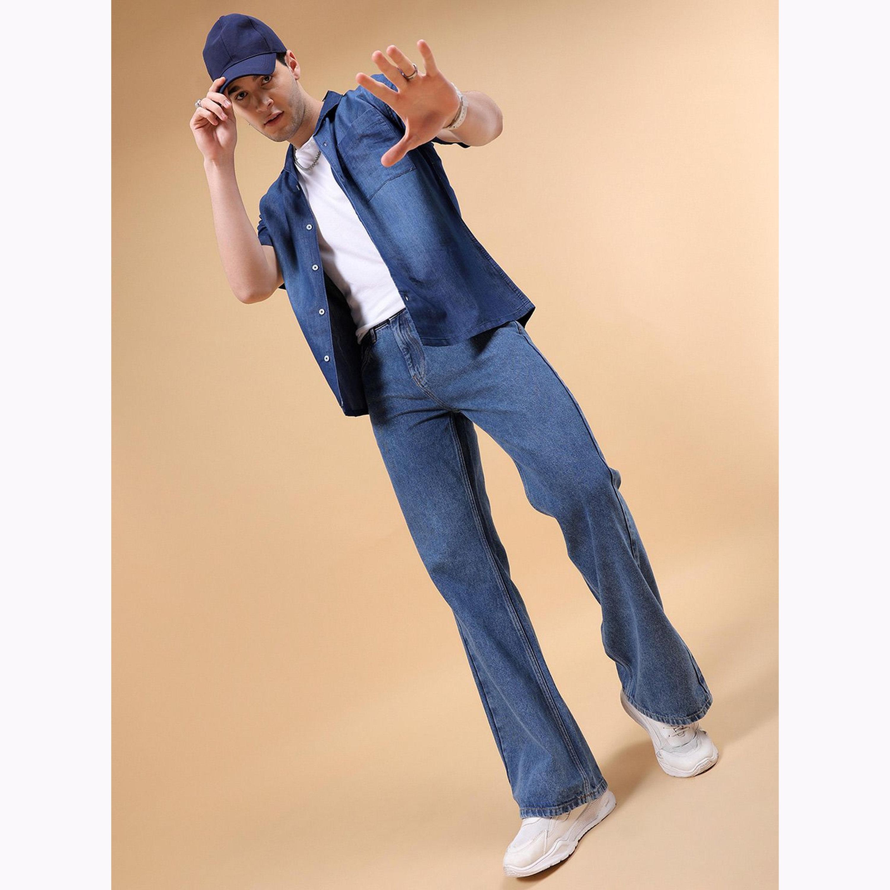 The Indian Garage Co X Styli Men Blue Bootcut Loose Fit Jeans-men-clothing-bottoms-jeans-image-2