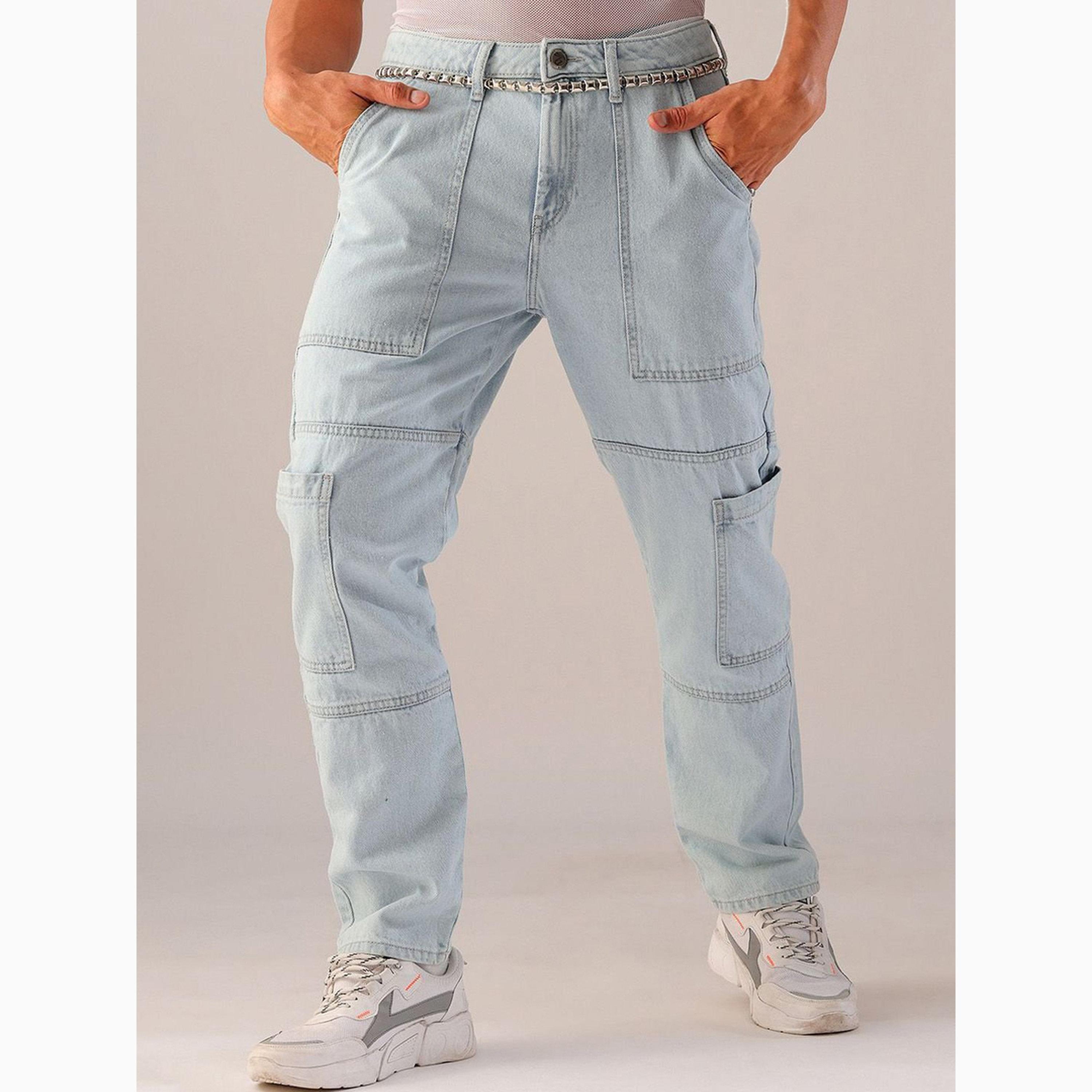 بنطال جينز بلون سادة وقصة داد فت للرجال-men-clothing-bottoms-jeans-image-1