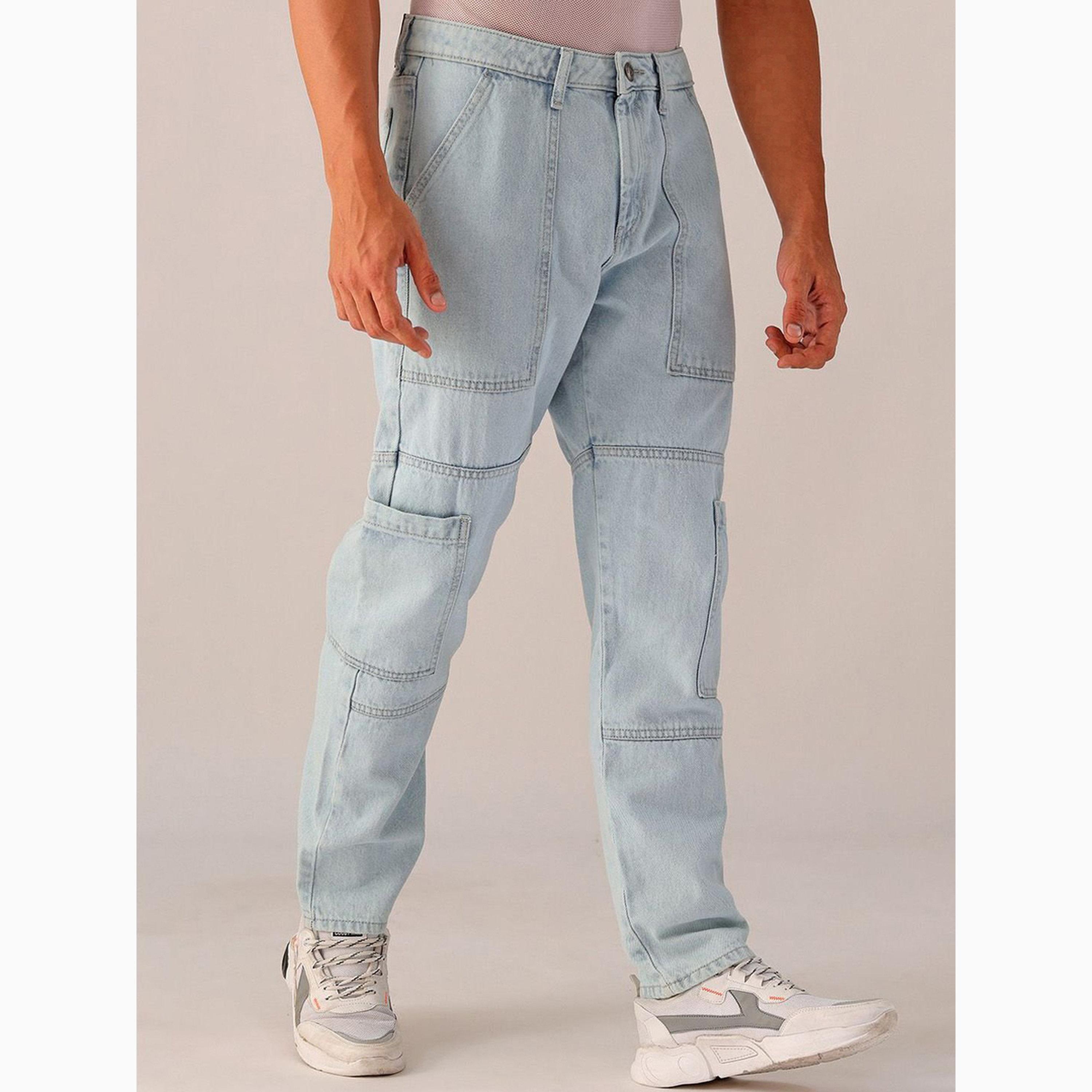 بنطال جينز بلون سادة وقصة داد فت للرجال-men-clothing-bottoms-jeans-image-4