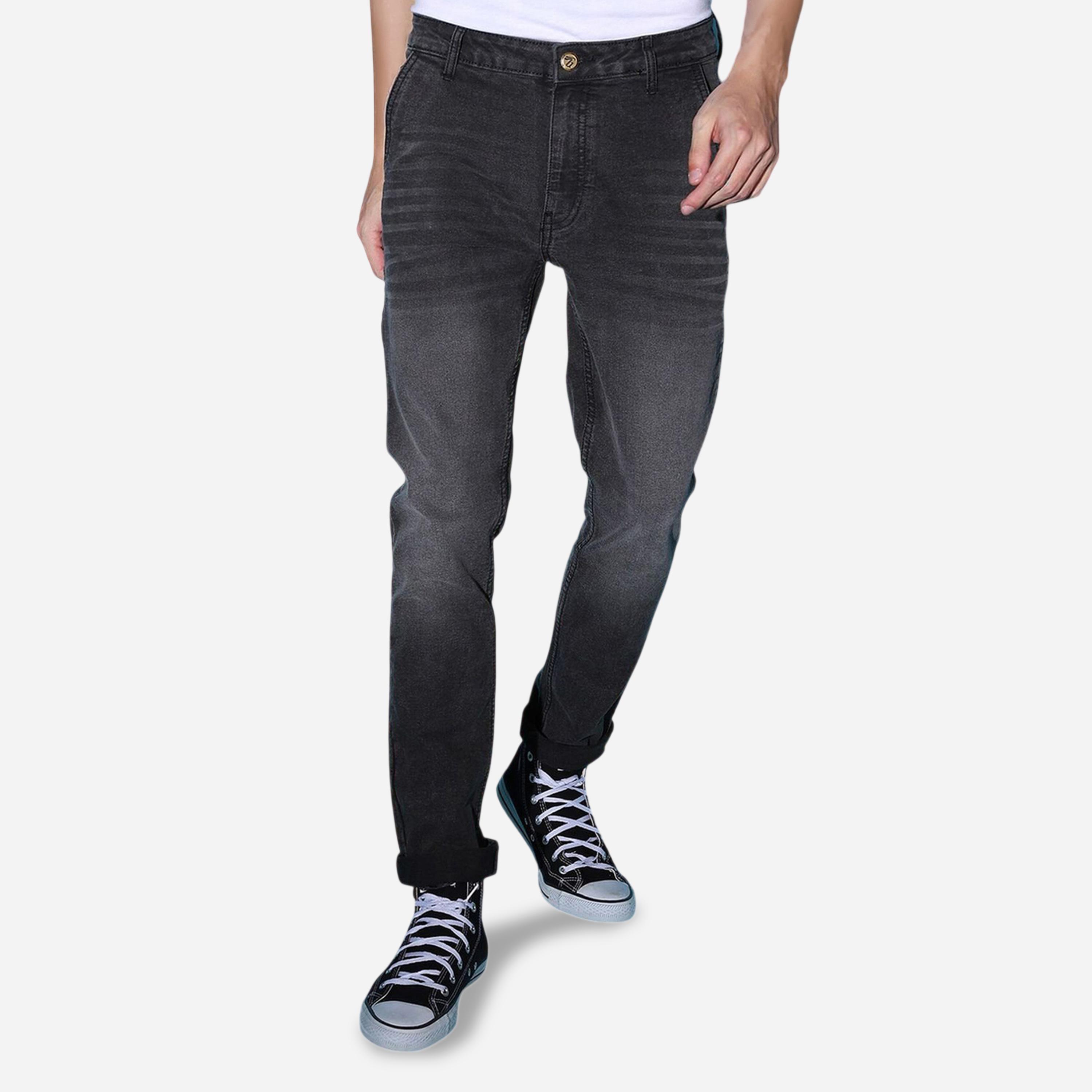بنطال جينز بلون سادة وقصة ضيقة للرجال-men-clothing-bottoms-jeans-image-1