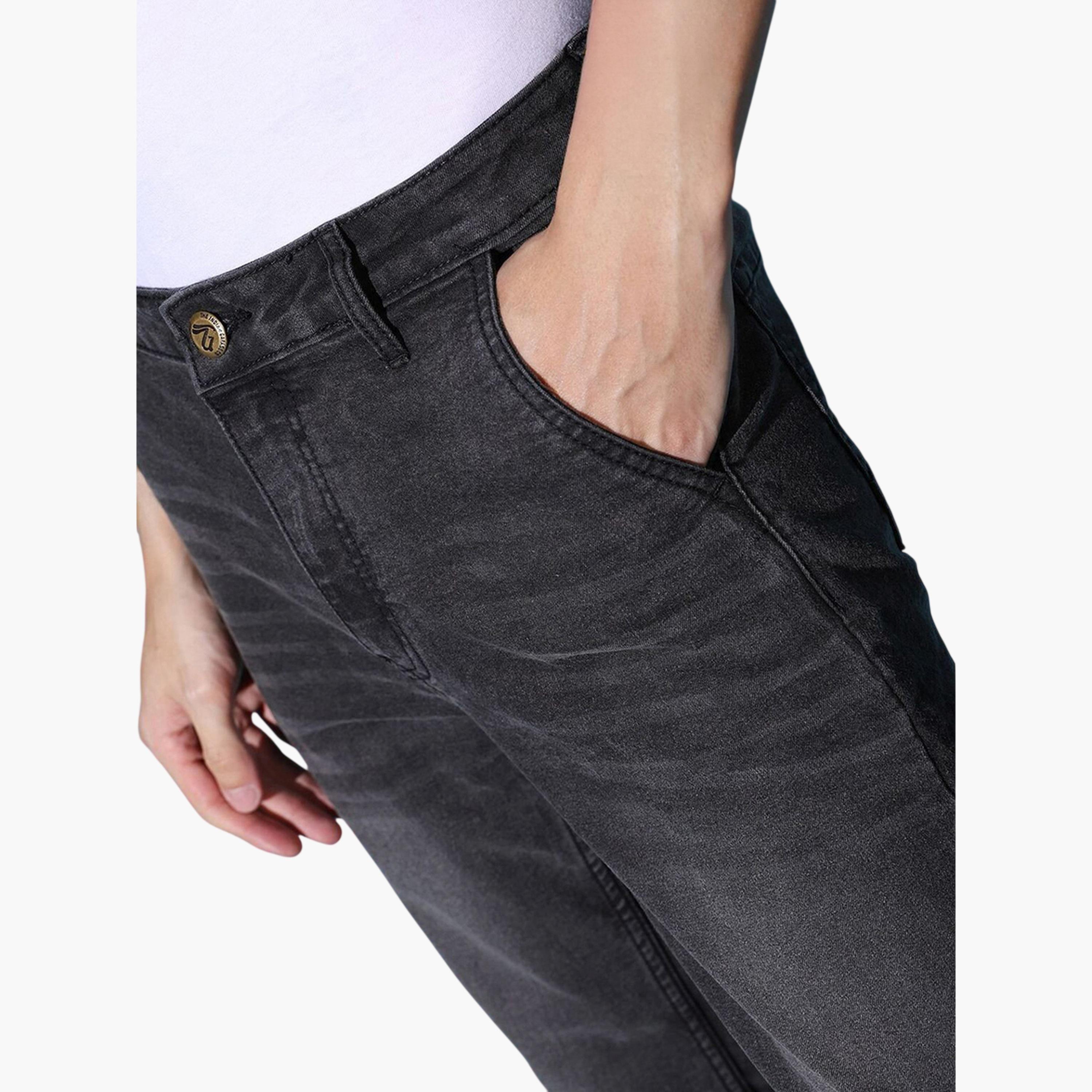 بنطال جينز بلون سادة وقصة ضيقة للرجال-men-clothing-bottoms-jeans-image-4