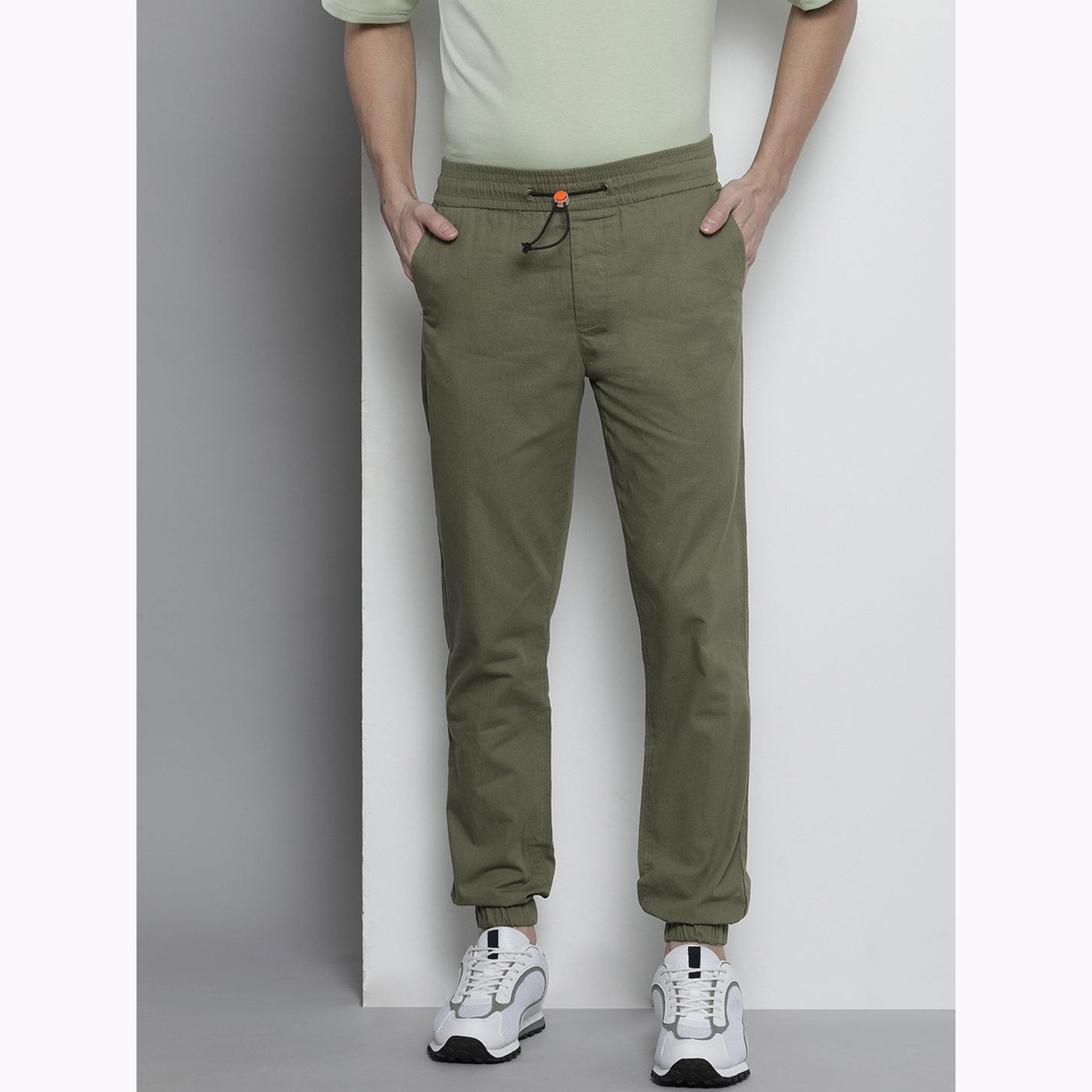 The Indian Garage Co X Styli Men Green Slim Fit Solid Joggers-men-clothing-bottoms-joggers-image-1