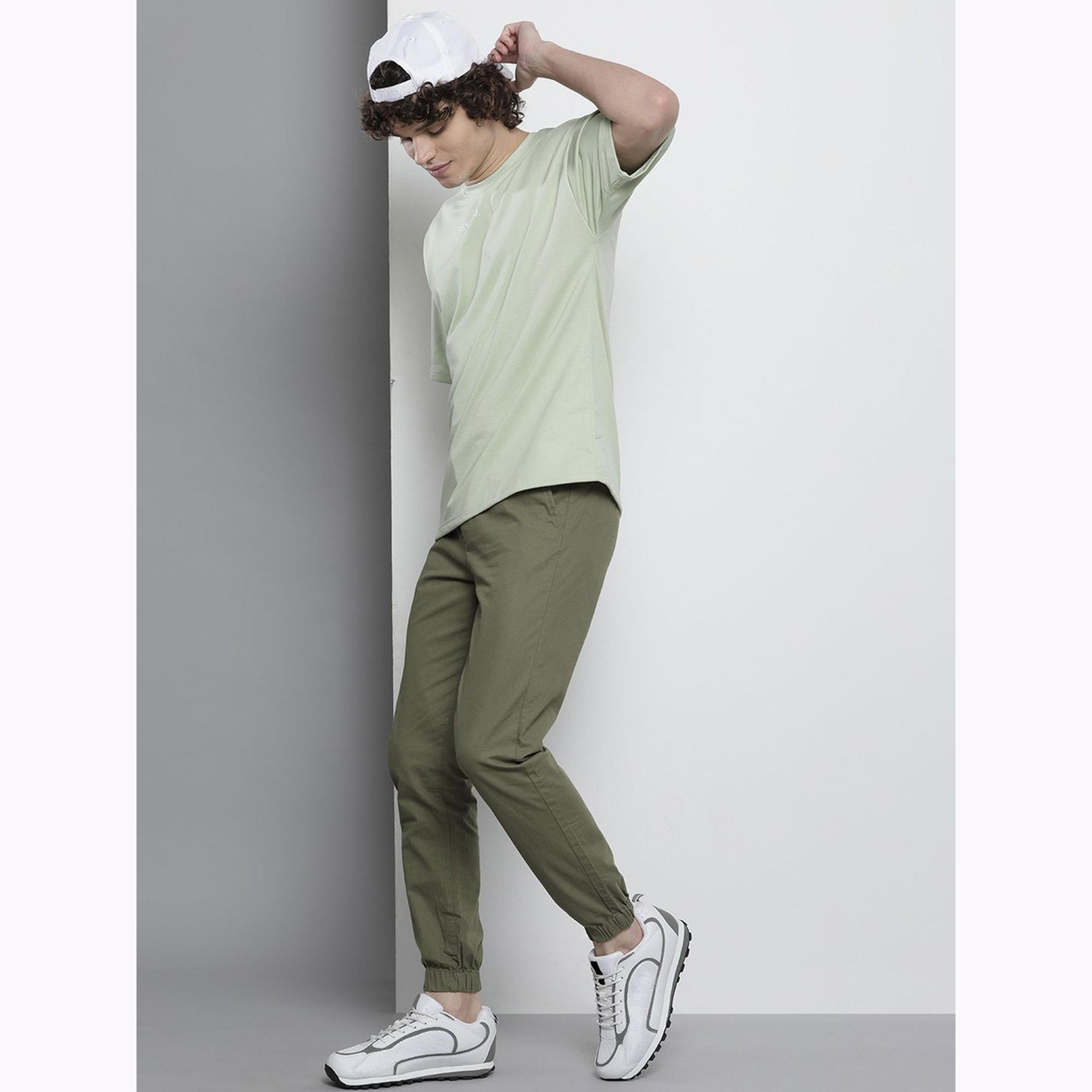 The Indian Garage Co X Styli Men Green Slim Fit Solid Joggers-men-clothing-bottoms-joggers-image-2