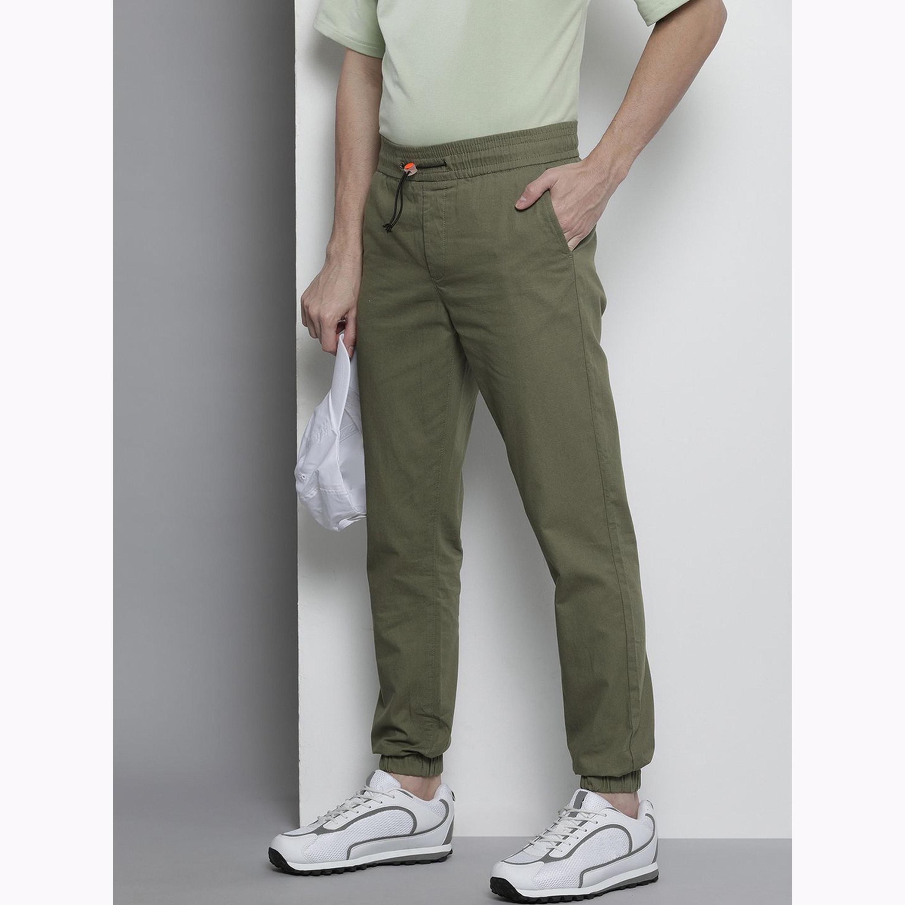 The Indian Garage Co X Styli Men Green Slim Fit Solid Joggers-men-clothing-bottoms-joggers-image-5