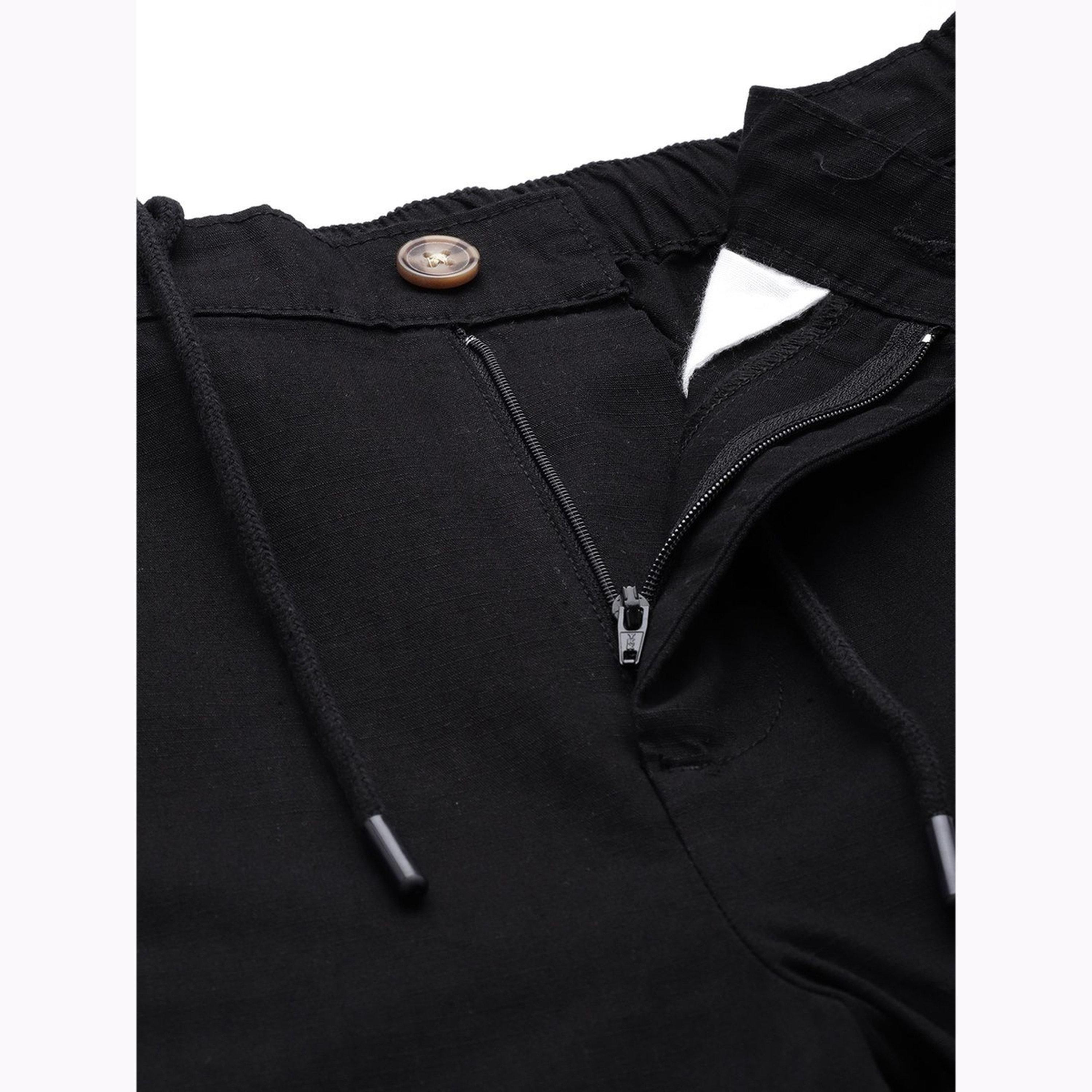 The Indian Garage Co X Styli Men Black Regular Fit Solid Joggers-men-clothing-bottoms-joggers-image-4
