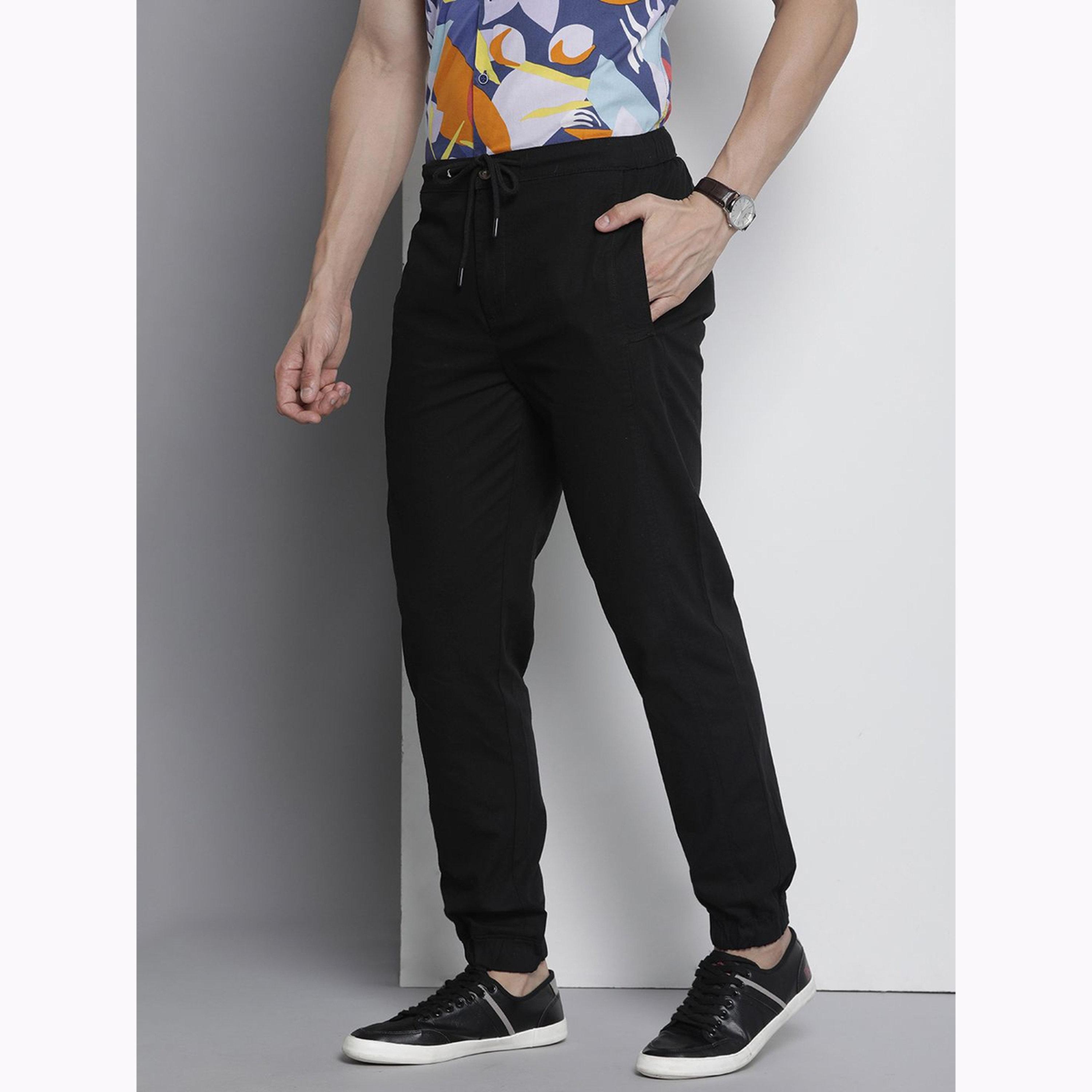 جوغر سادة بقصة عادية للرجال-men-clothing-bottoms-joggers-image-5