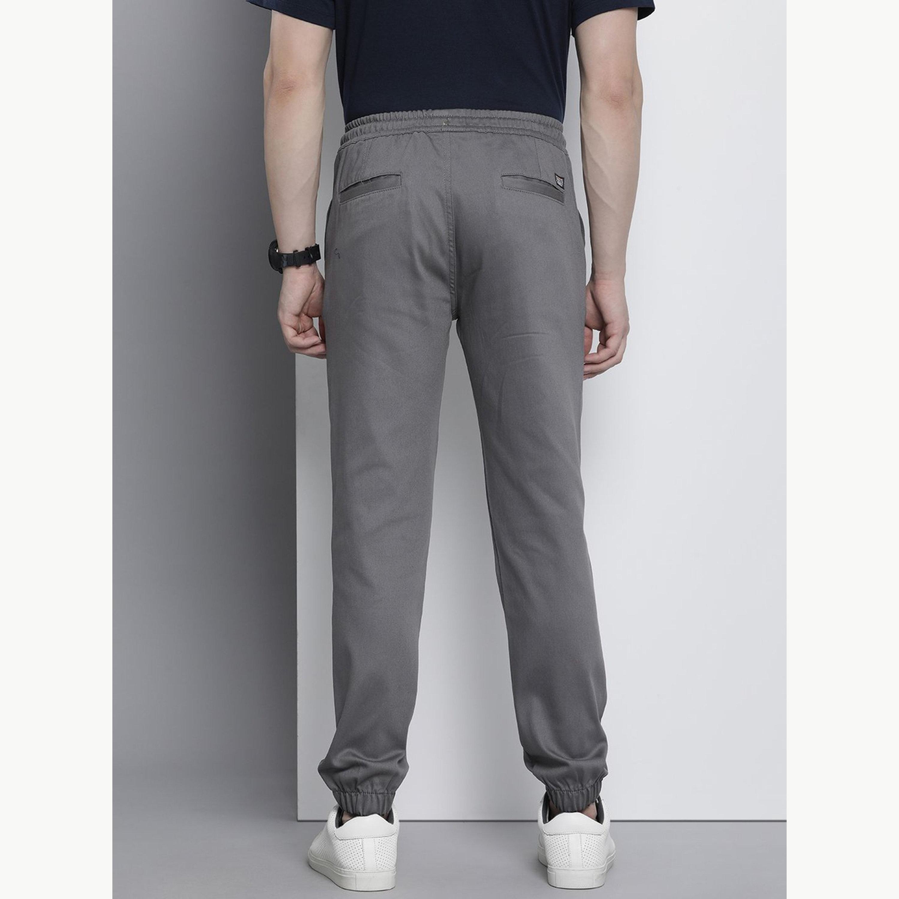 The Indian Garage Co X Styli Men Grey Slim Fit Solid Joggers-men-clothing-bottoms-joggers-image-3