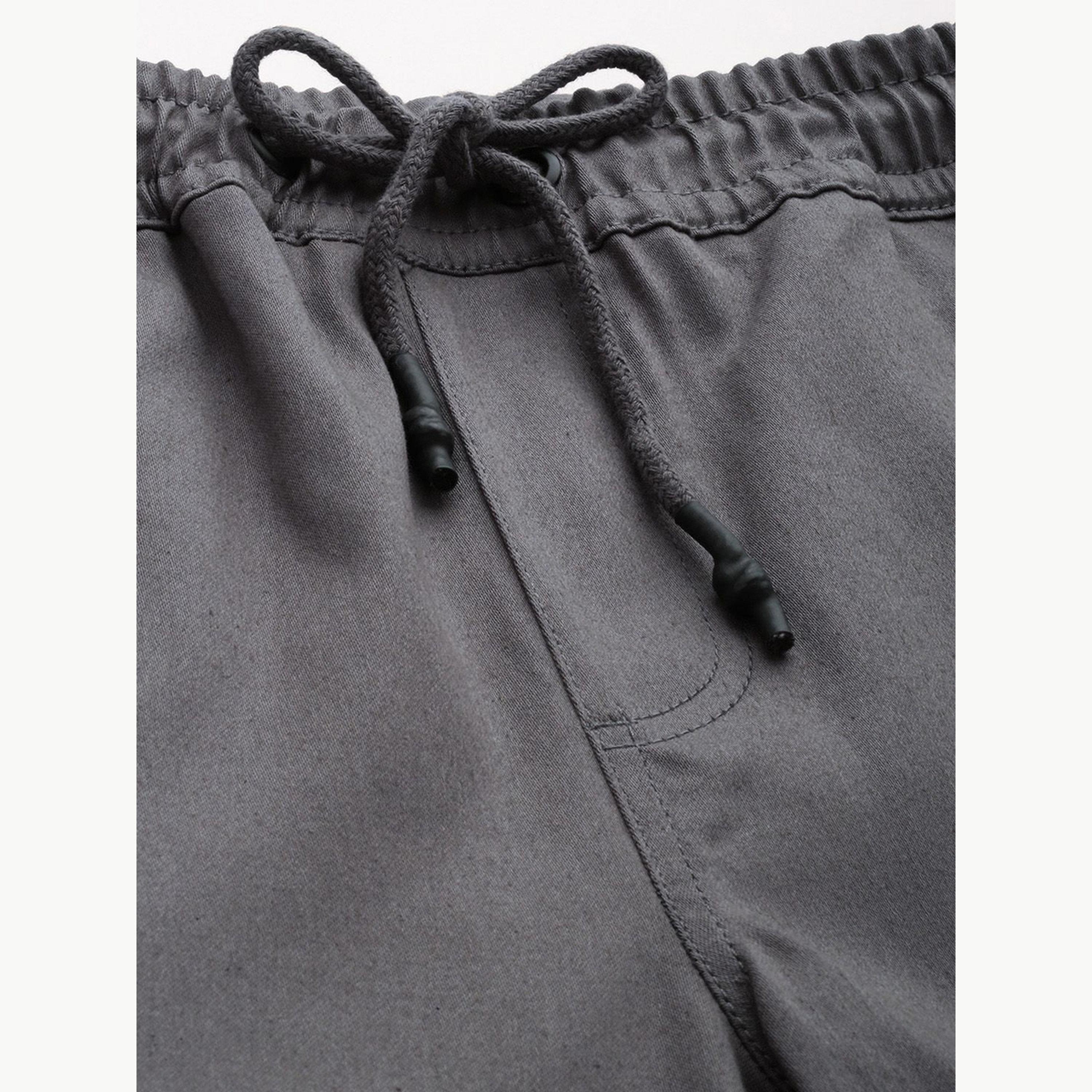 The Indian Garage Co X Styli Men Grey Slim Fit Solid Joggers-men-clothing-bottoms-joggers-image-4