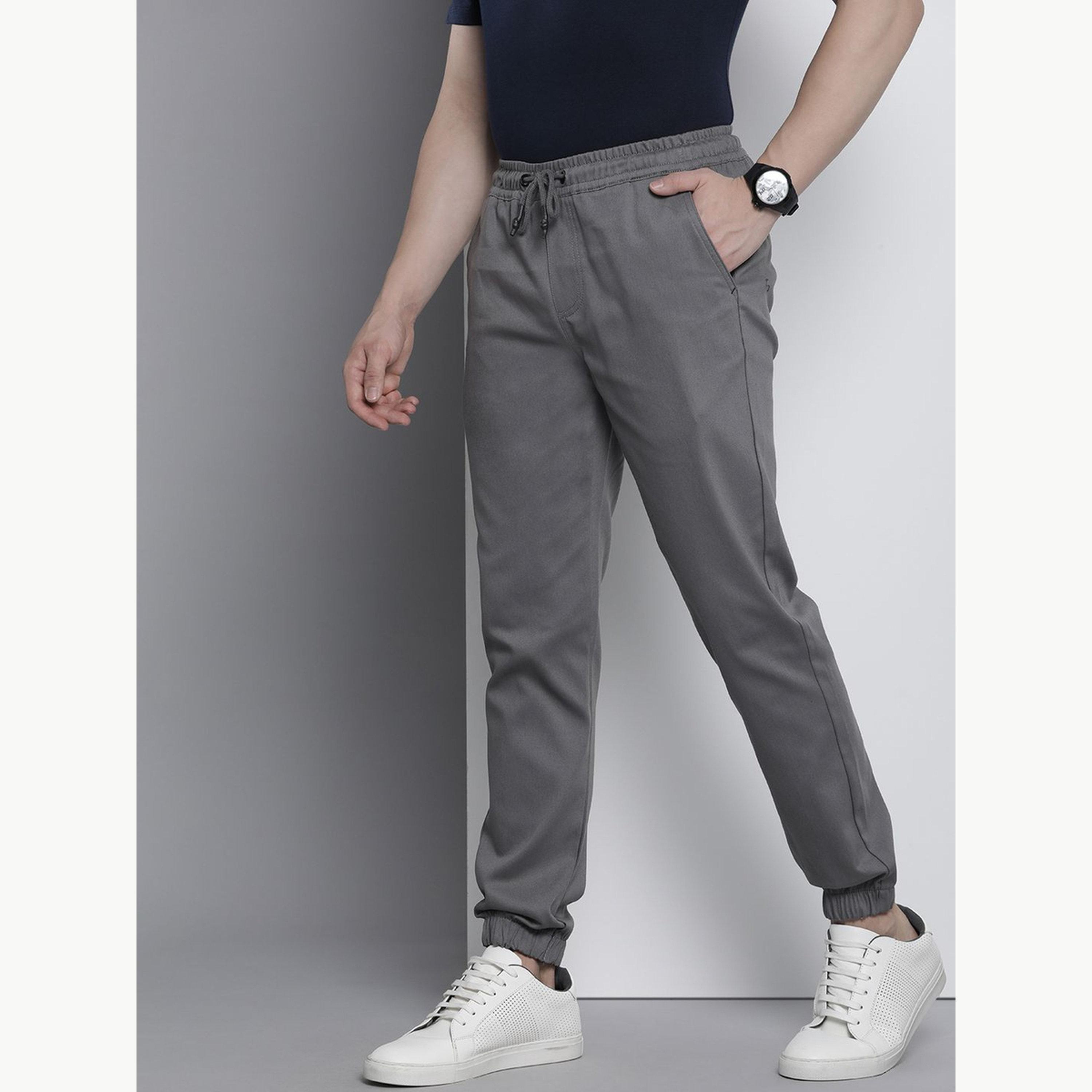 The Indian Garage Co X Styli Men Grey Slim Fit Solid Joggers-men-clothing-bottoms-joggers-image-5
