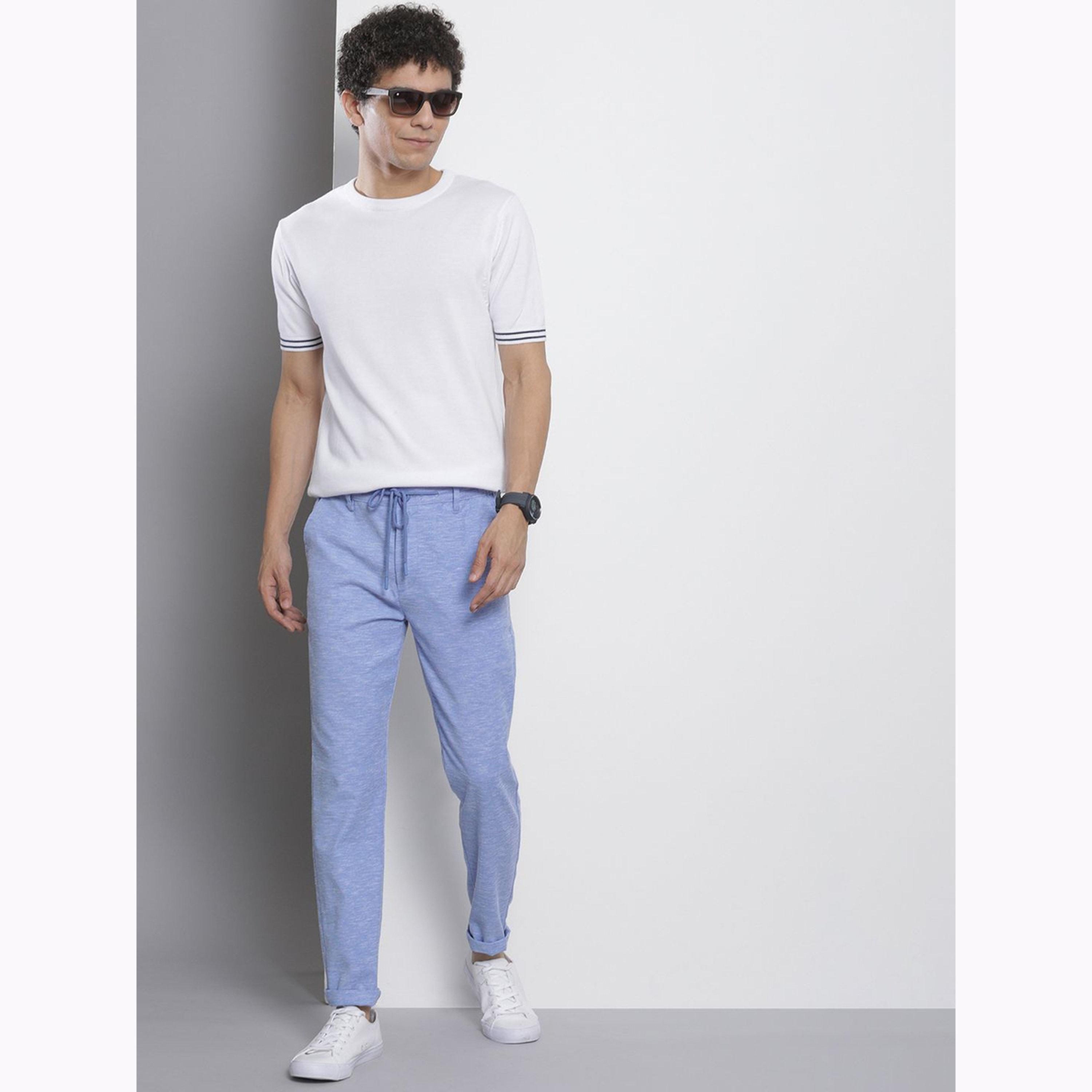 The Indian Garage Co X Styli Men Blue Slim Fit Solid Joggers-men-clothing-bottoms-joggers-image-2