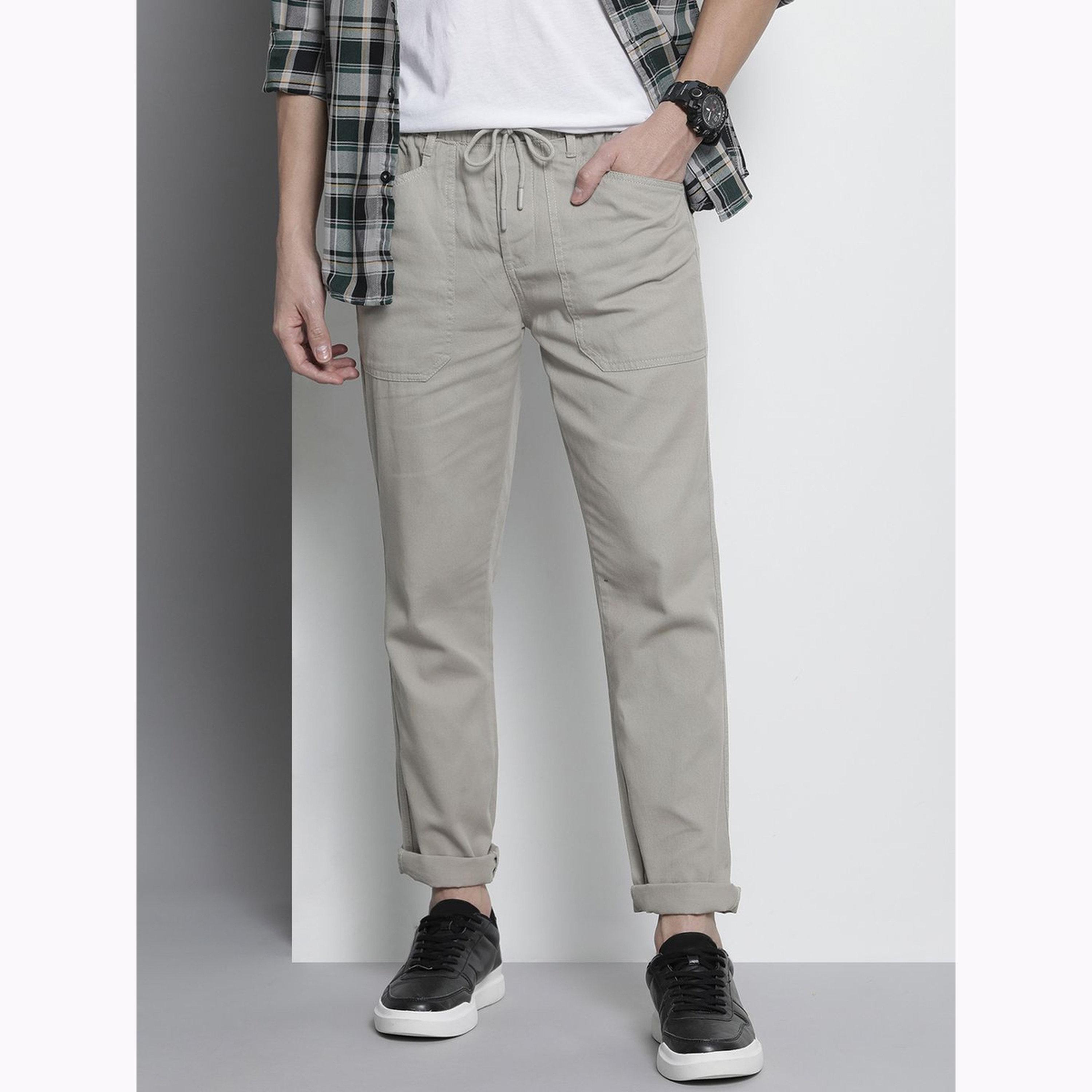 The Indian Garage Co X Styli Men Grey Regular Fit Solid Trousers-men-clothing-bottoms-joggers-image-1