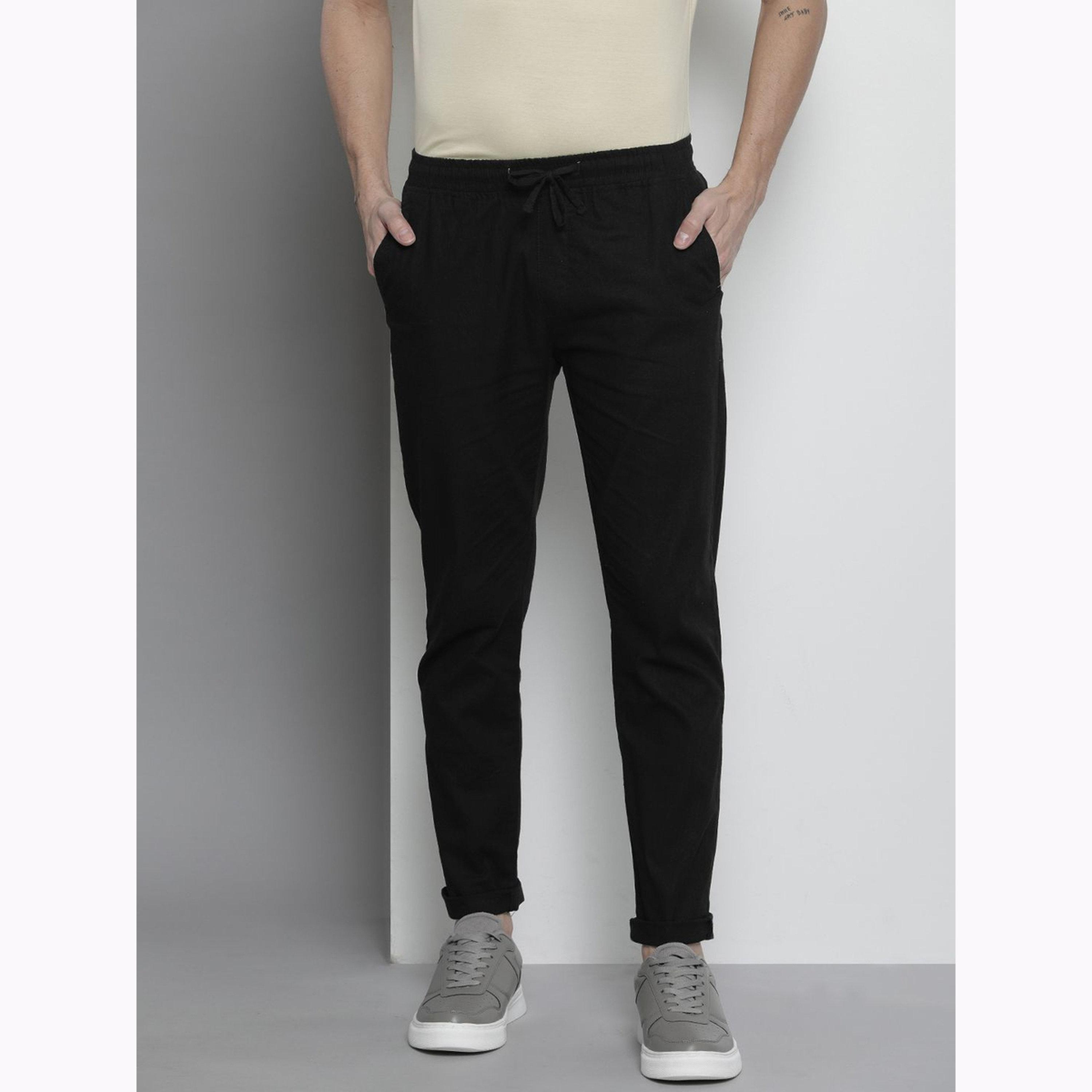 The Indian Garage Co X Styli Men Black Slim Fit Solid Joggers-men-clothing-bottoms-joggers-image-1